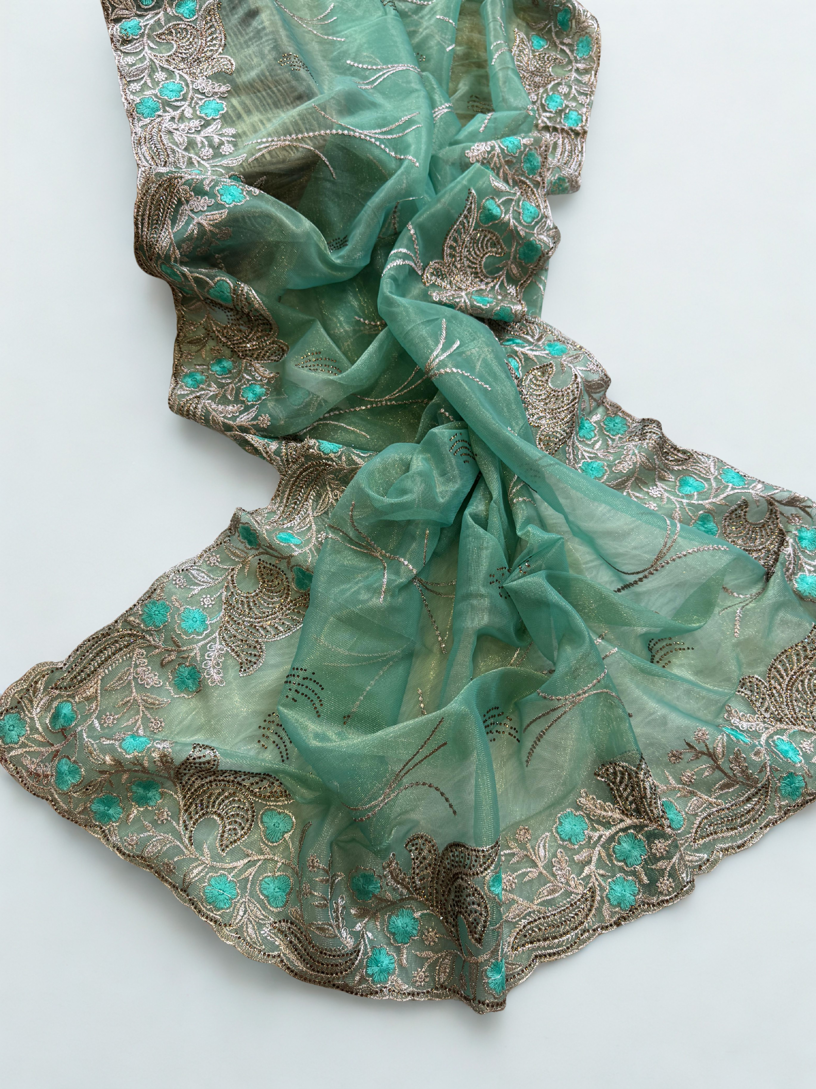 Exclusive Tissue Silk Saree with Viscos Thread & Zarkhan Work