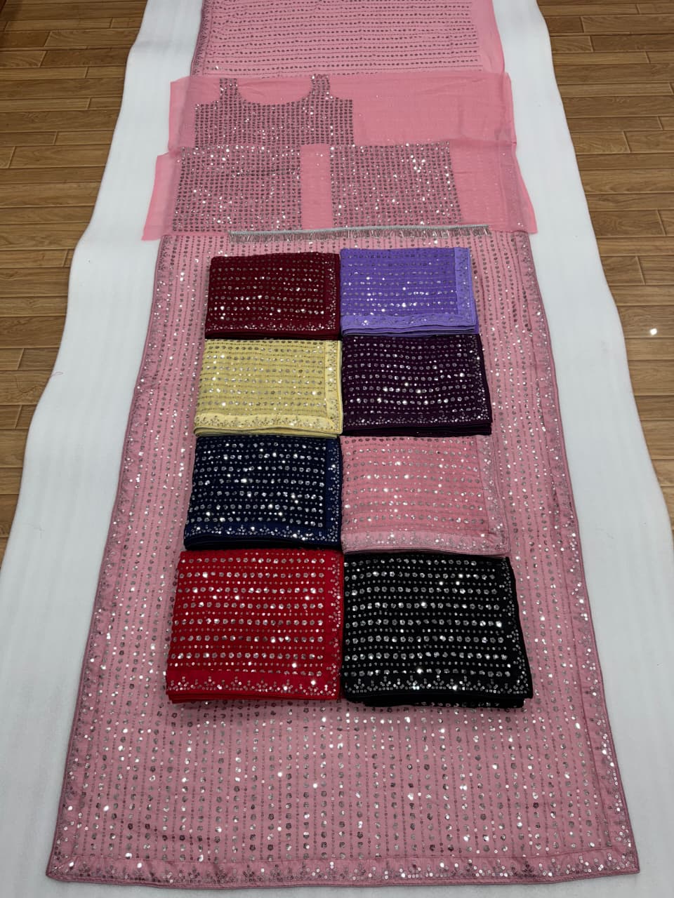 Heavy Faux Georgette Saree with 5MM Sequins & Multy Embroidery Work