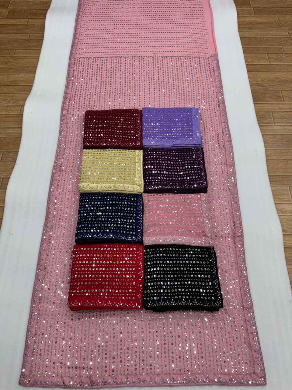 Heavy Faux Georgette Saree with 5MM Sequins & Multy Embroidery Work