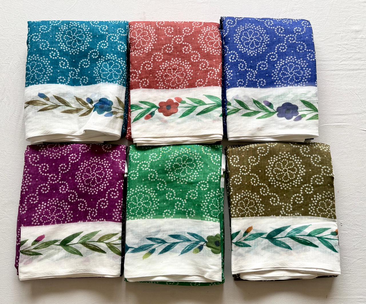 Soft Linen Saree with 3D Bandhej Digital Print & Running Blouse