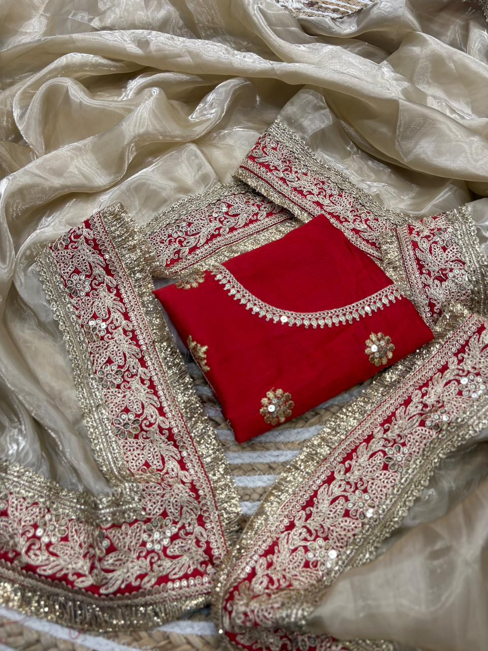 Experience timeless elegance with Designer Traditional Beige Tweel Net Silk Party Wear Saree