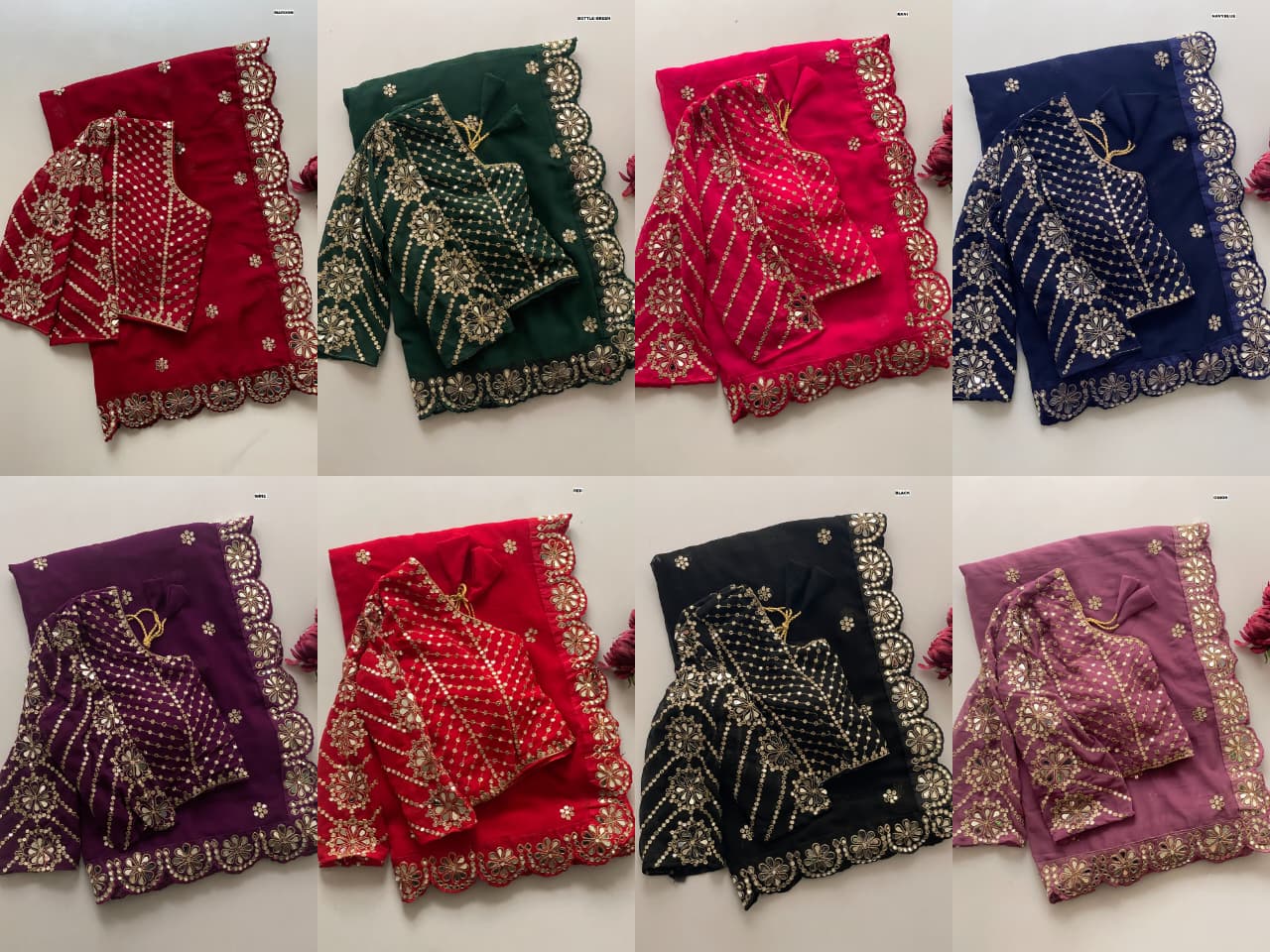 Heavy Faux Georgette Saree with 5mm Sequins & Original Mirror Handwork