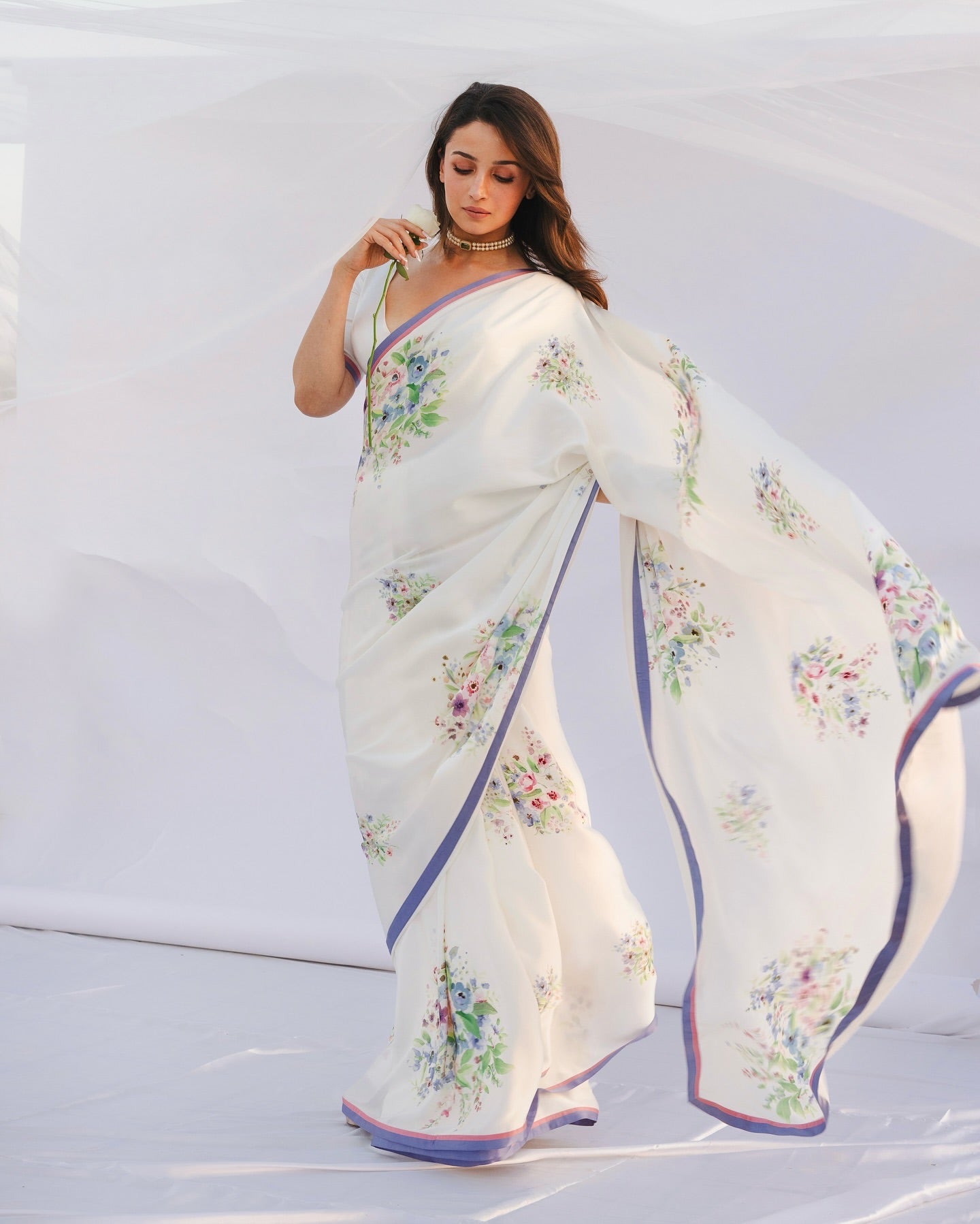 CLOVIRA Pure Satin Silk Ready-to-Wear Saree