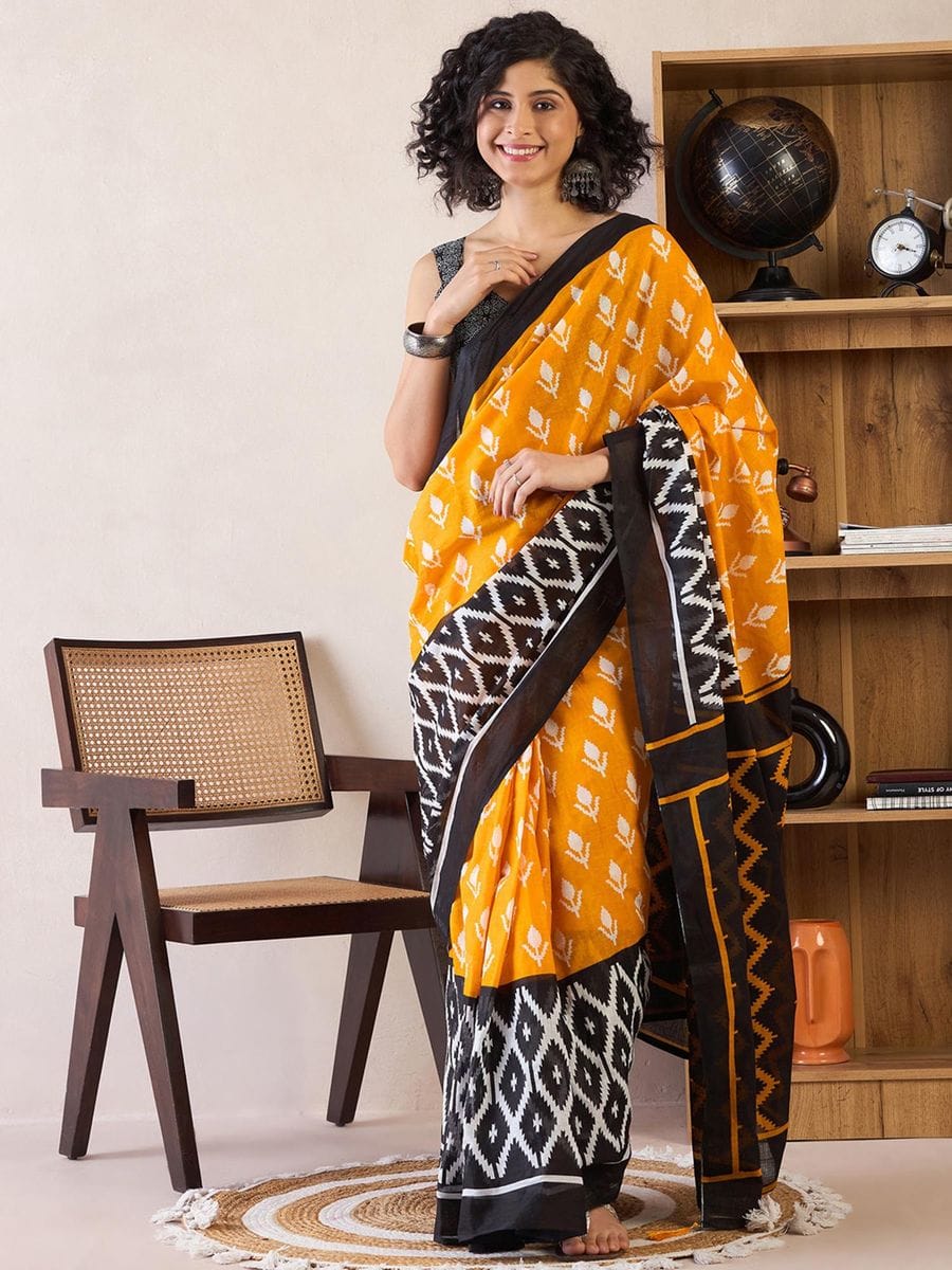 CLOVIRA Pure Soft Mul Cotton Silk Ready-to-Wear Saree with Pocket