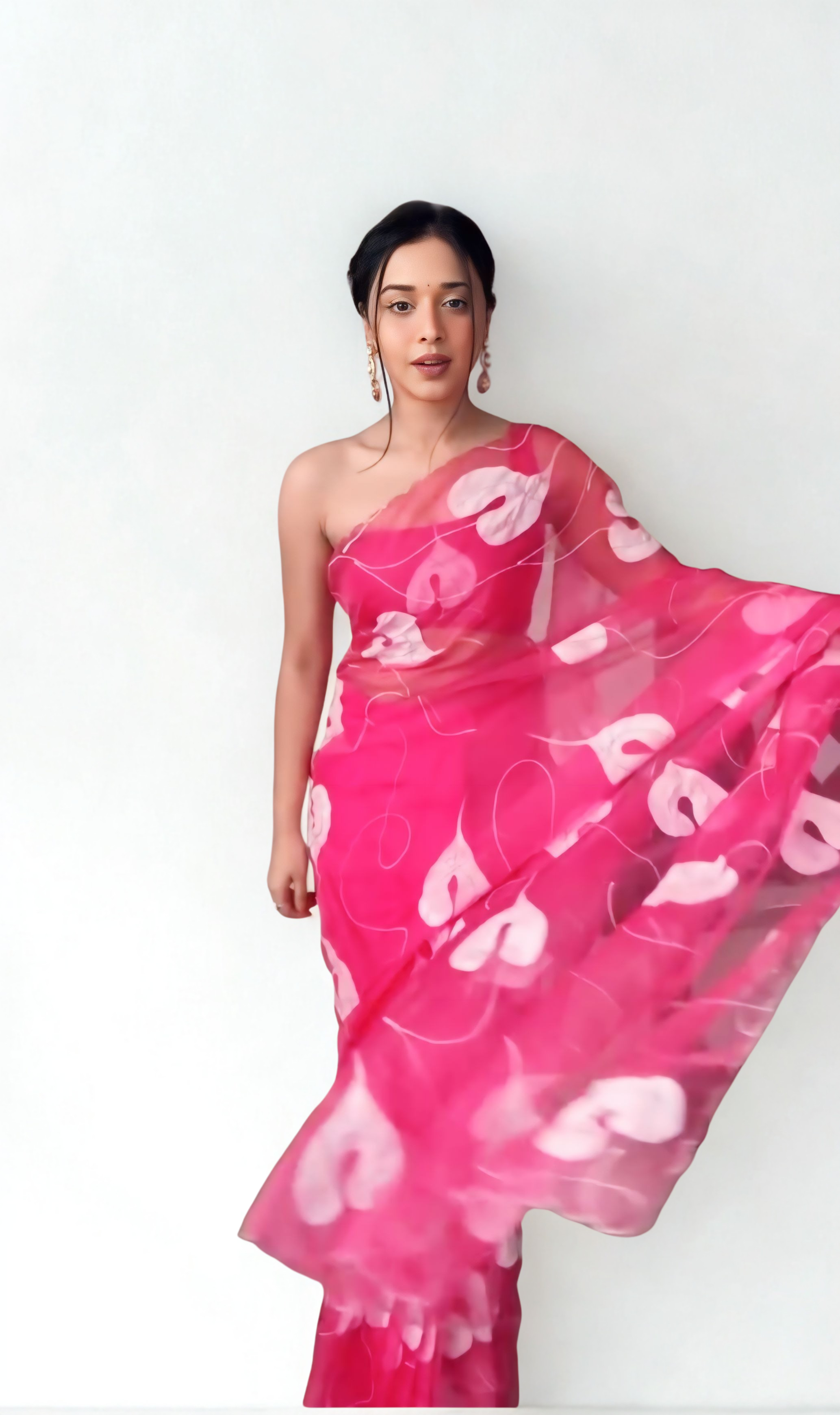 CLOVIRA Rani Pure Organza Ready-to-Wear Saree