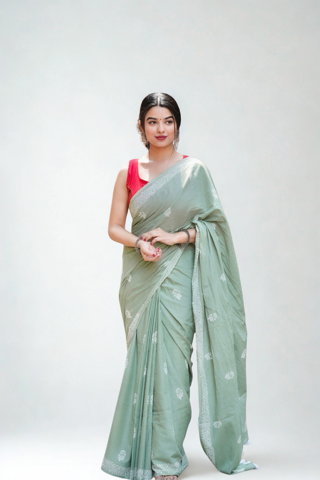 CLOVIRA’s Ready-to-Wear Pure Soft Mul Cotton Silk Saree with Pocket