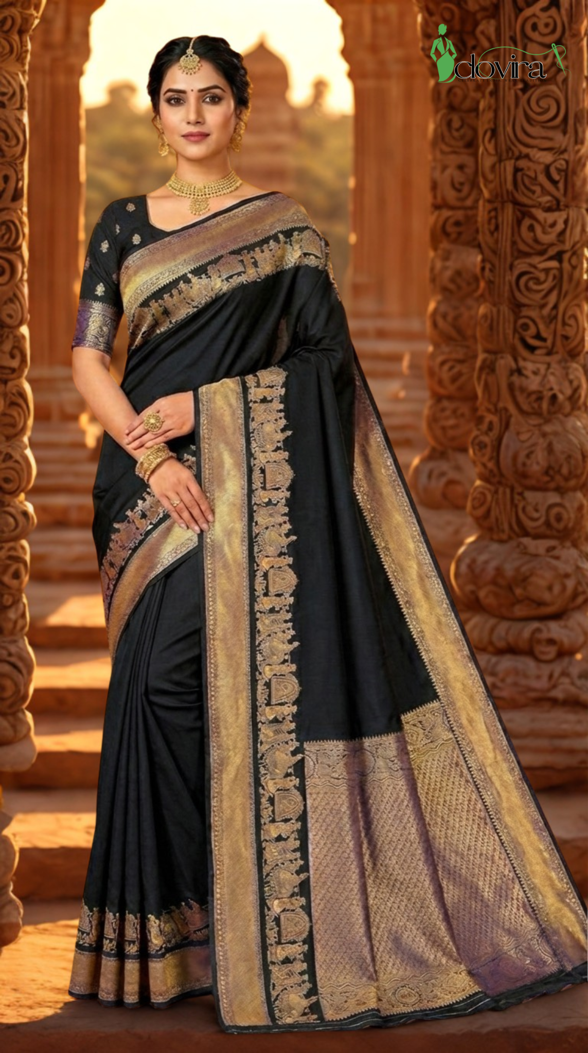 Raja Rani New Design Soft Kanchipuram Silk Saree | Golden Zari Jacquard Work | Unstitched Blouse