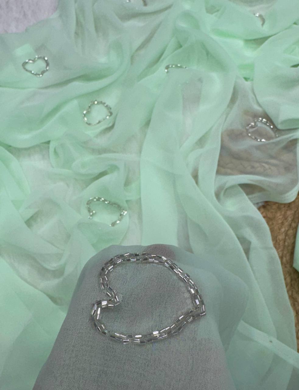 CLOVIRA Serene 1-Minute Ready-To-Wear Turquoise Georgette Saree | Elegant Handwork with Stitched Blouse