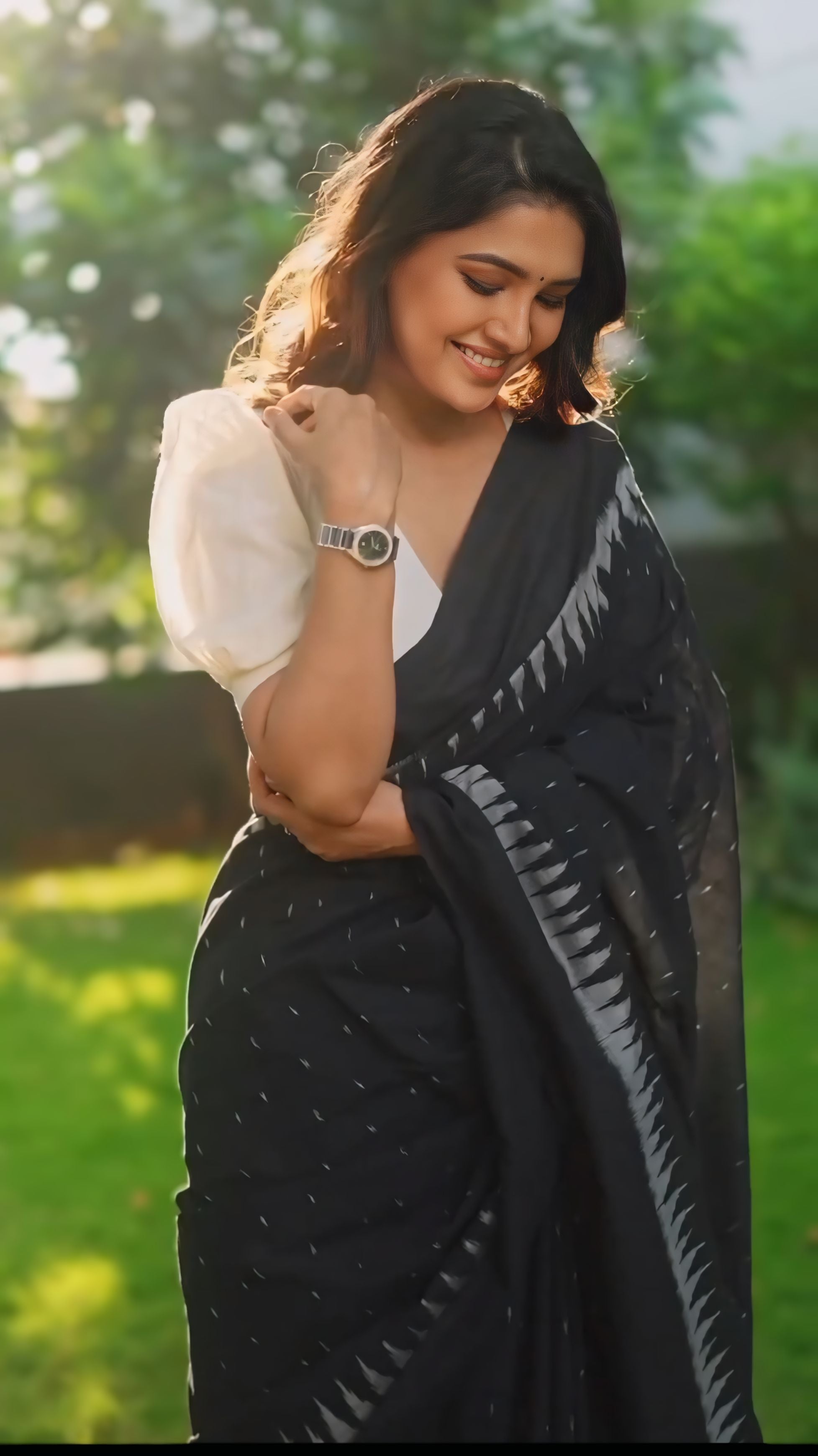 CLOVIRA Black Pure Soft Cotton Ready-to-Wear Saree