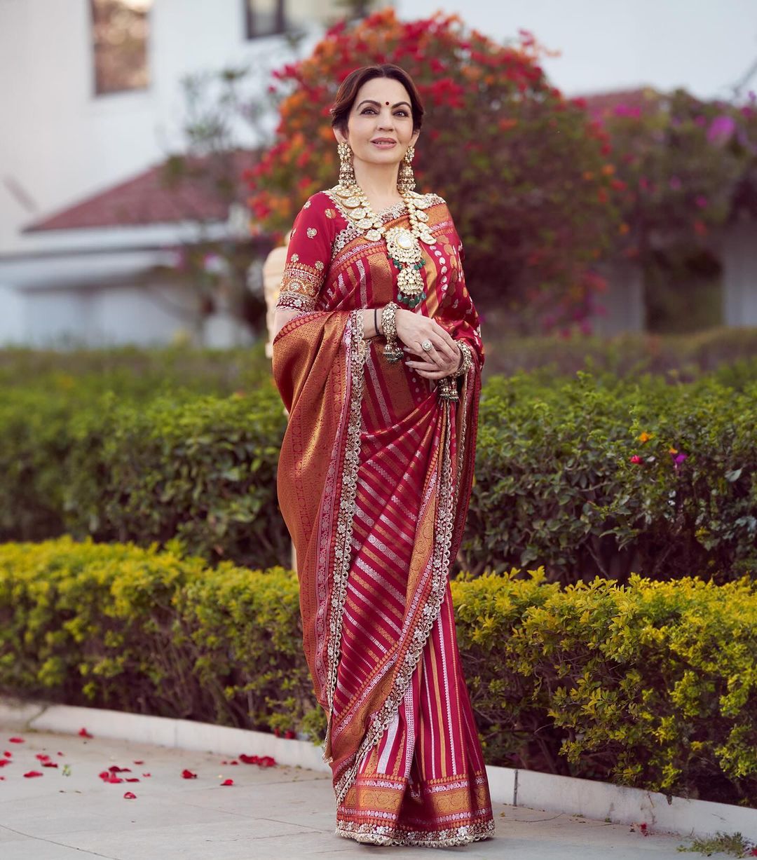 CLOVIRA Red Soft Silk Jacquard Saree