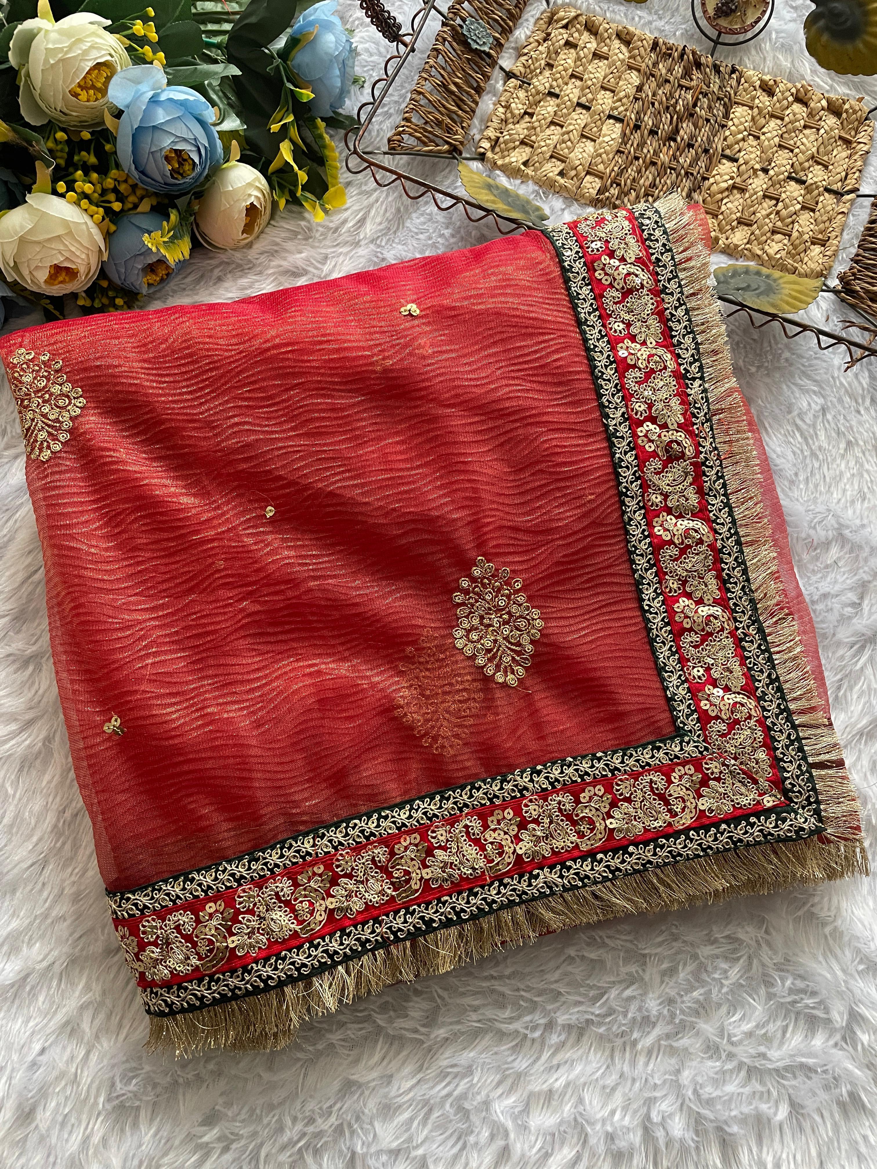 CLOVIRA Maroon Soft Crush Silk Saree