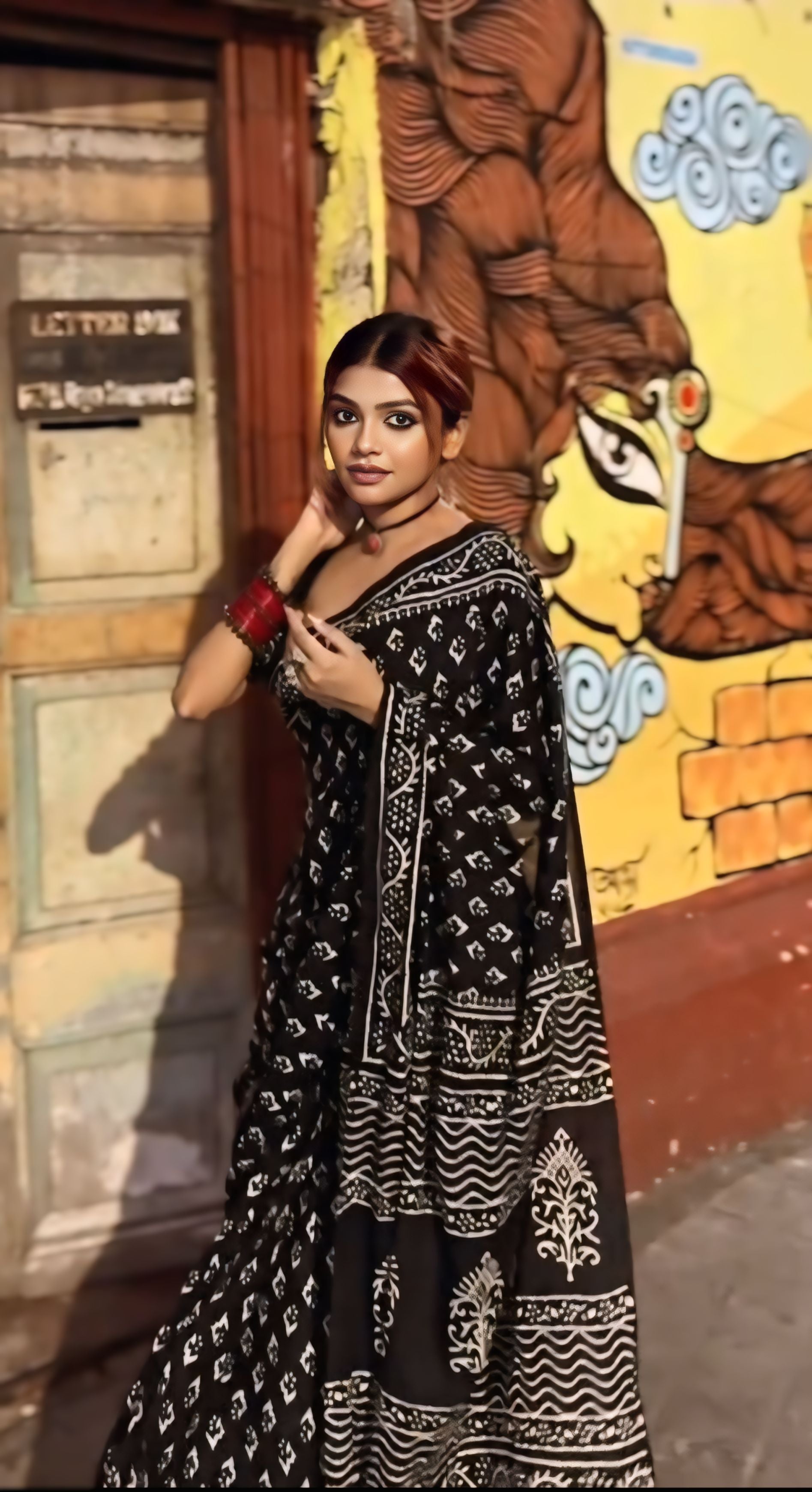 CLOVIRA Black Pure Soft Cotton Ready-to-Wear Saree