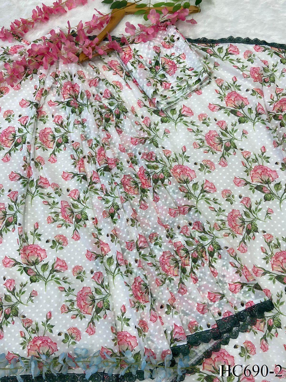 Classic Ready-To-Wear Georgette Saree | Printed Design with Blouse Piece