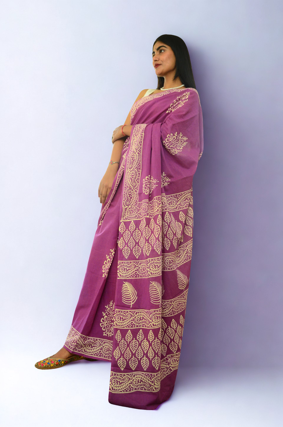 CLOVIRA Pure Soft Mul Cotton Silk Ready-to-Wear Saree with Pocket