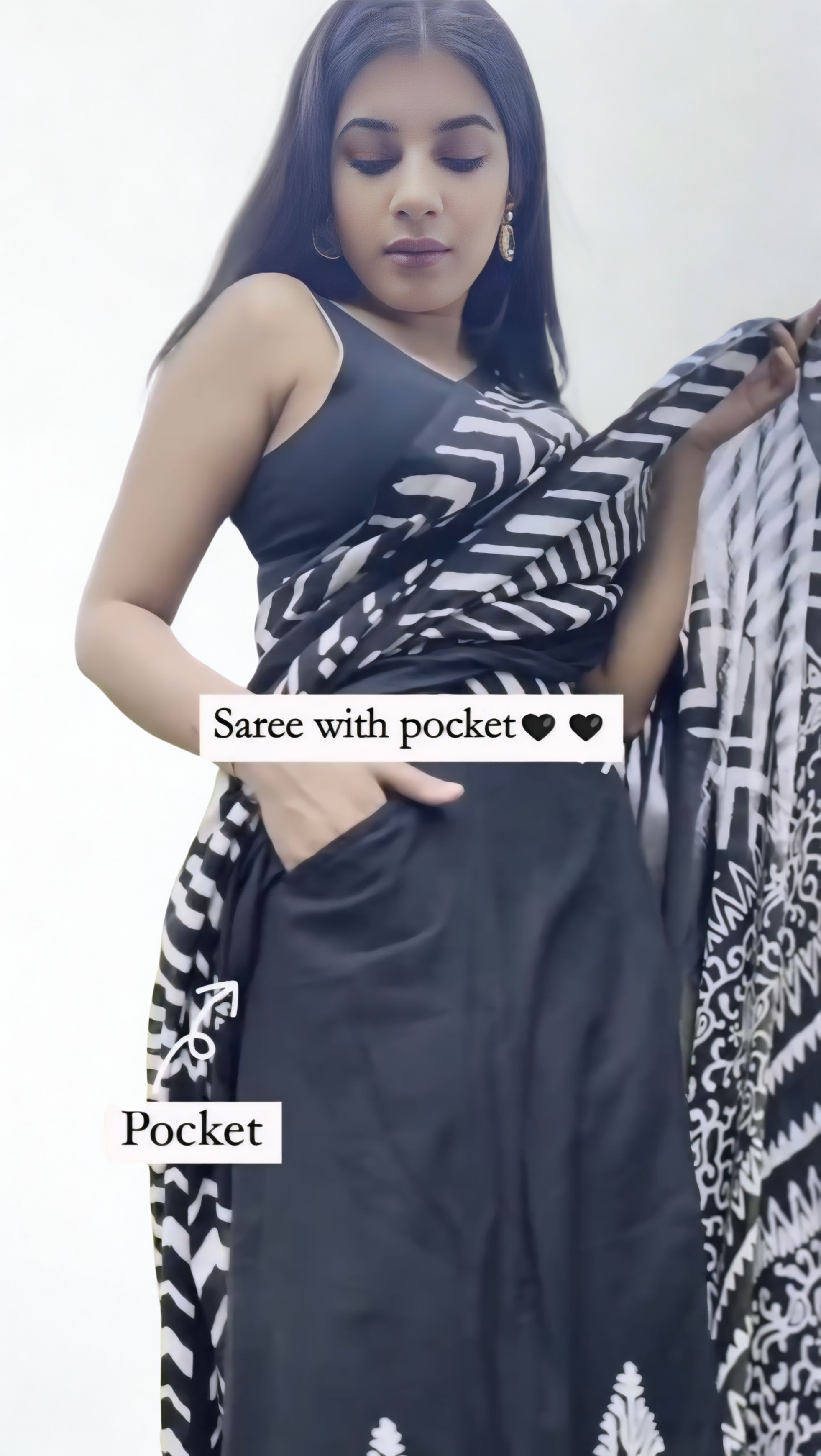 CLOVIRA Pure Soft Mul Cotton Silk Ready-to-Wear Saree with Pocket