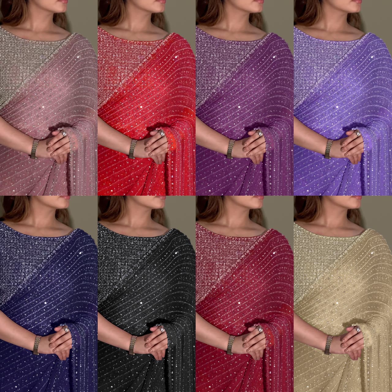 Heavy Faux Georgette Saree with 5MM Sequins & Multy Embroidery Work