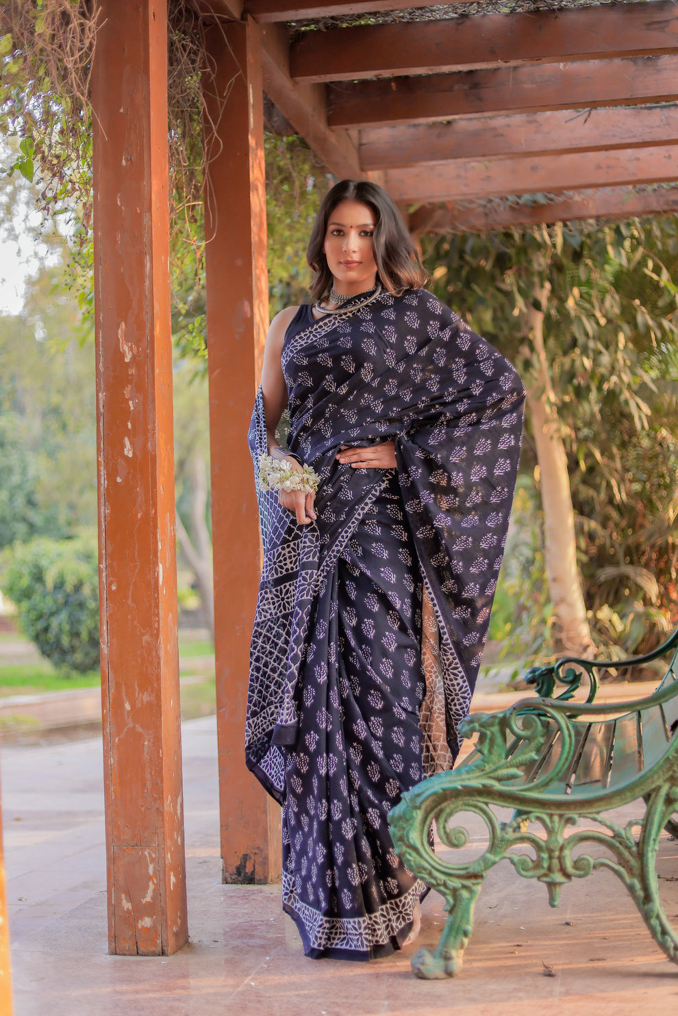 CLOVIRA Black Pure Soft Cotton Ready-to-Wear Saree