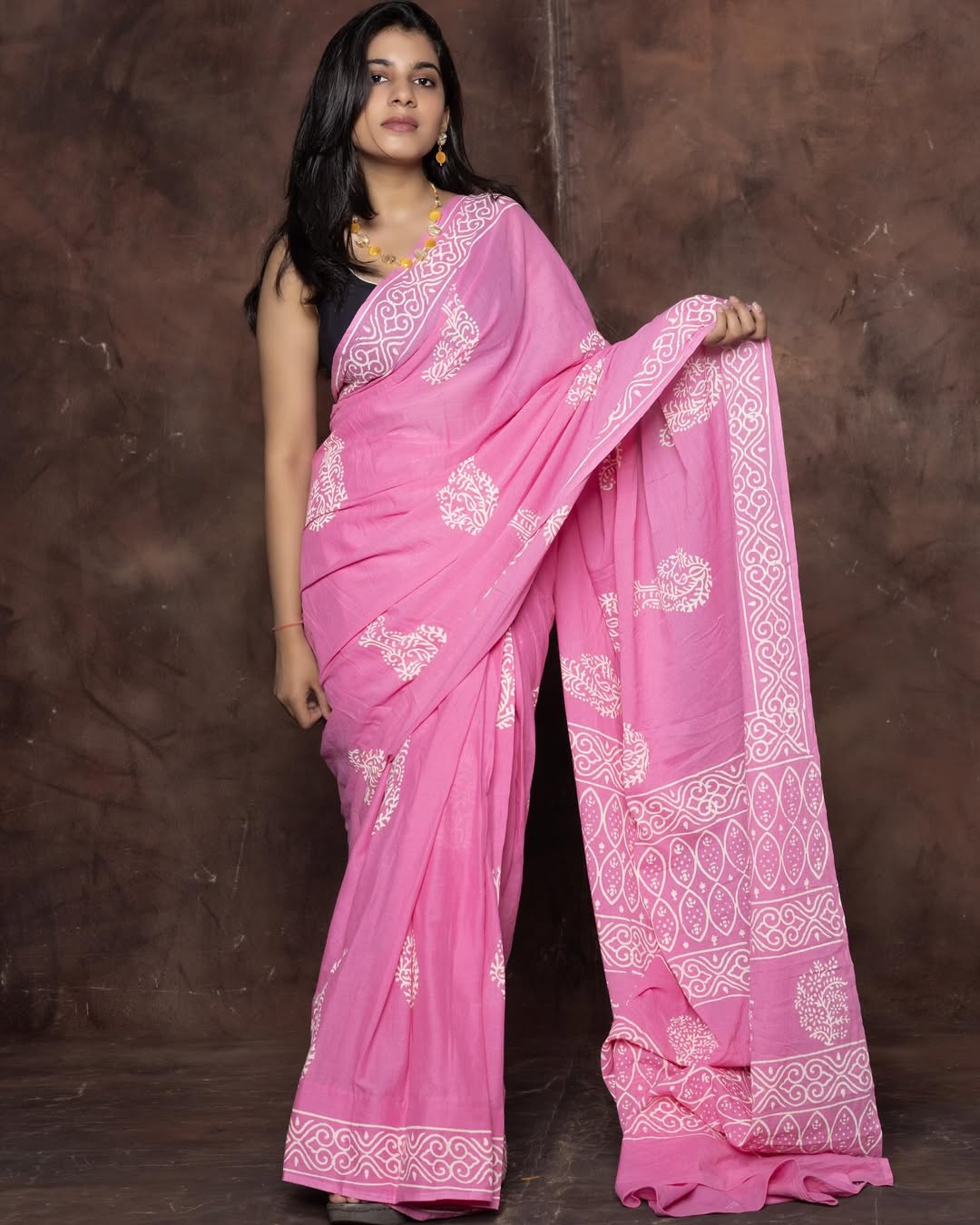 CLOVIRA Pure Soft Mul Cotton Silk Ready-to-Wear Saree with Pocket