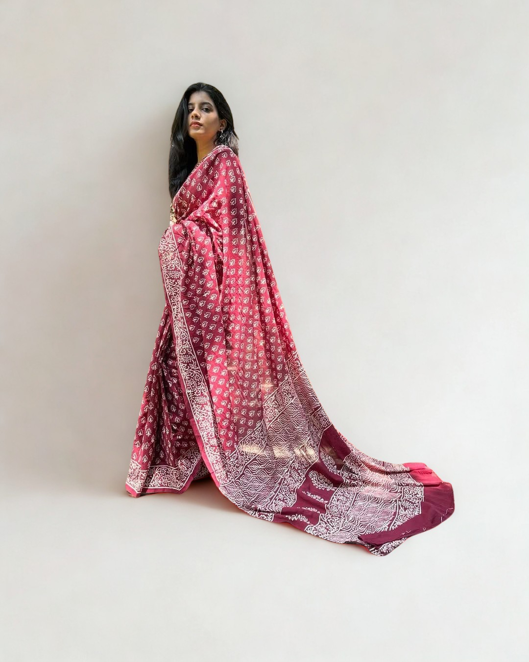 CLOVIRA Pure Soft Mul Cotton Silk Ready-to-Wear Saree with Pocket