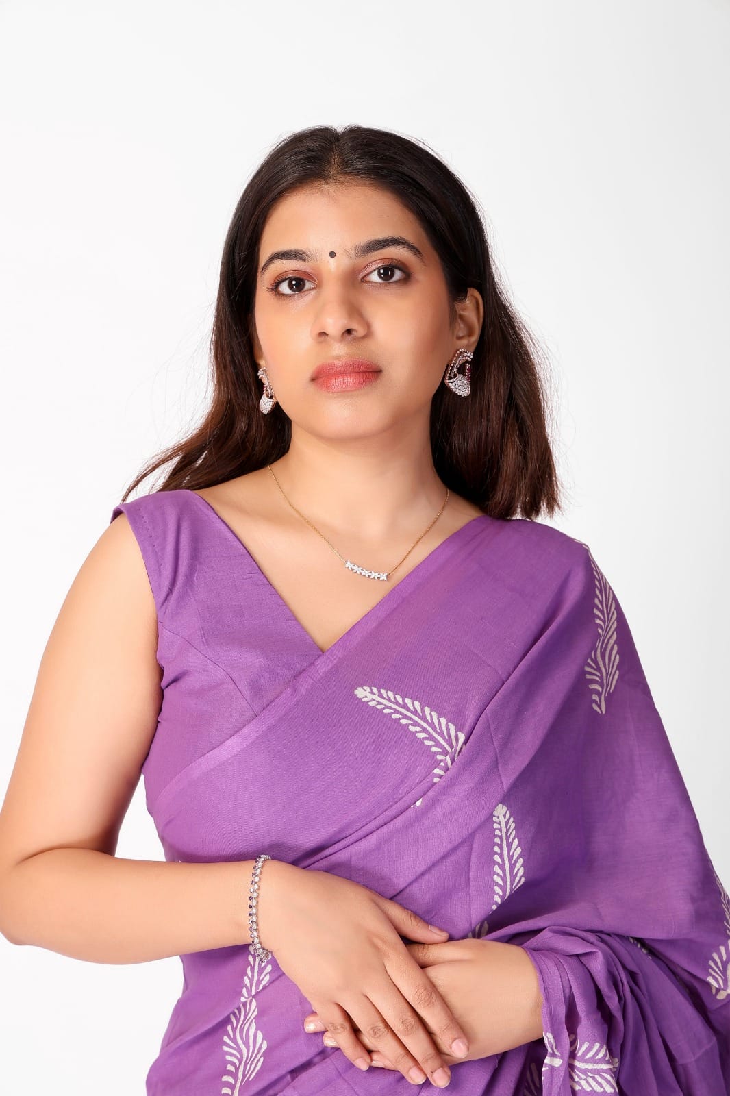 CLOVIRA Pure Soft Mul Cotton Silk Ready-to-Wear Saree with Pocket