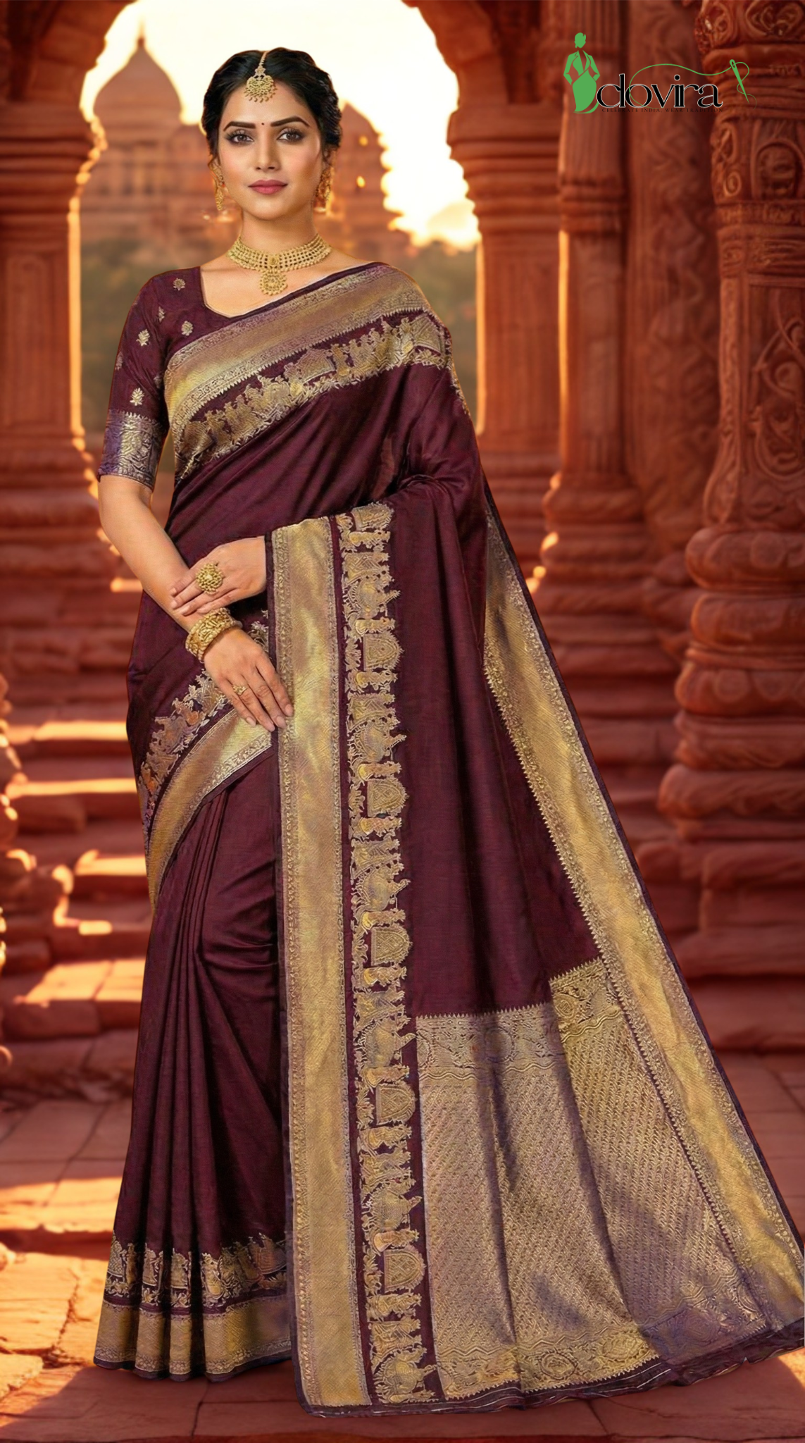 Raja Rani New Design Soft Kanchipuram Silk Saree | Golden Zari Jacquard Work | Unstitched Blouse