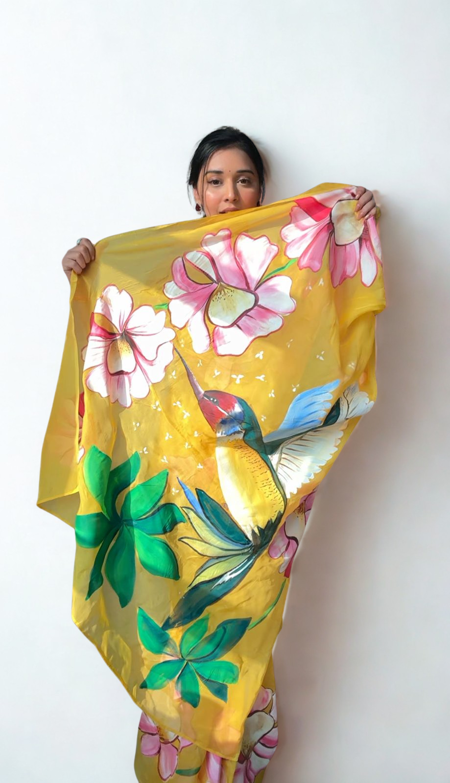 CLOVIRA Yellow Pure Organza Ready-to-Wear Saree