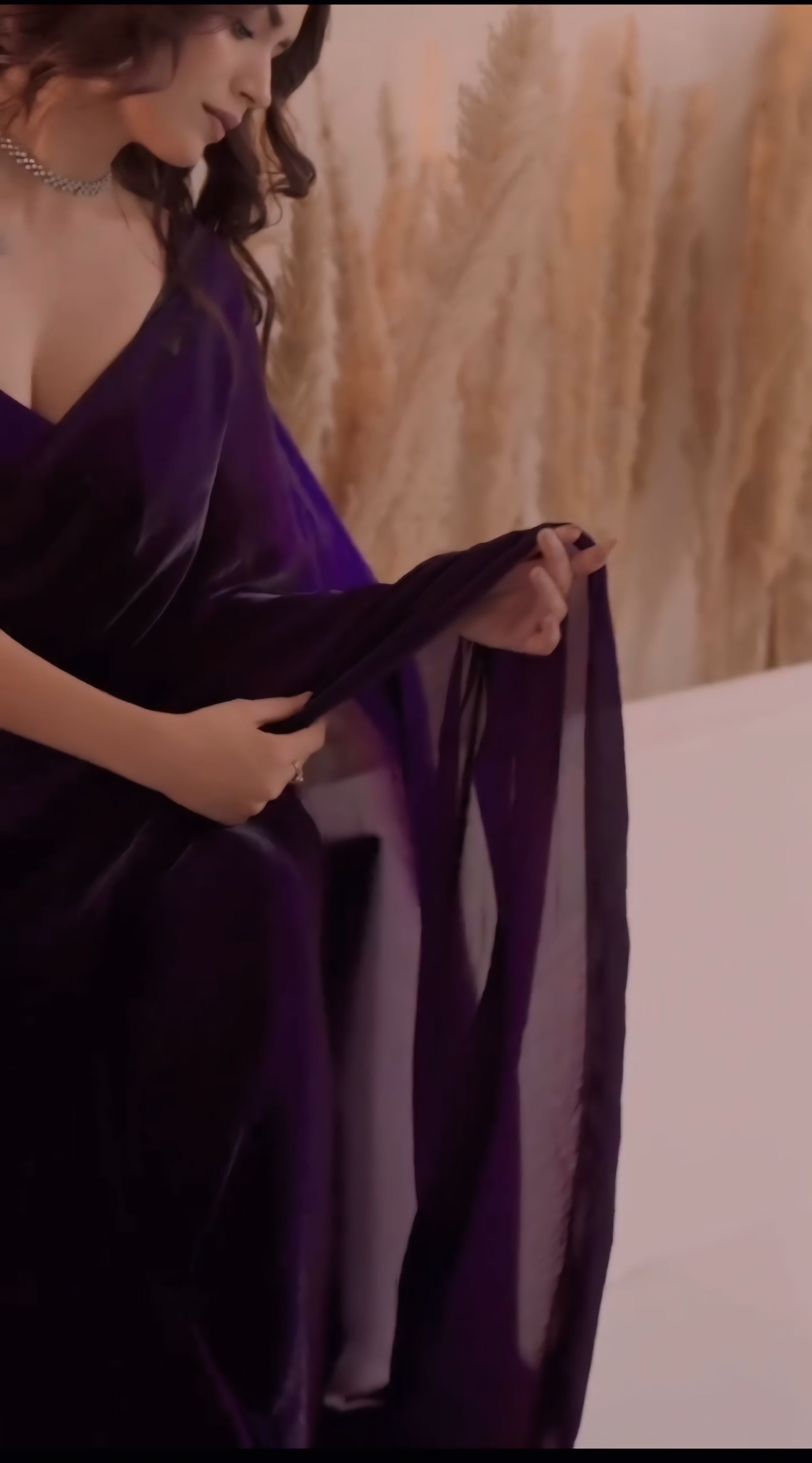 CLOVIRA Purple Fancy Silk Saree