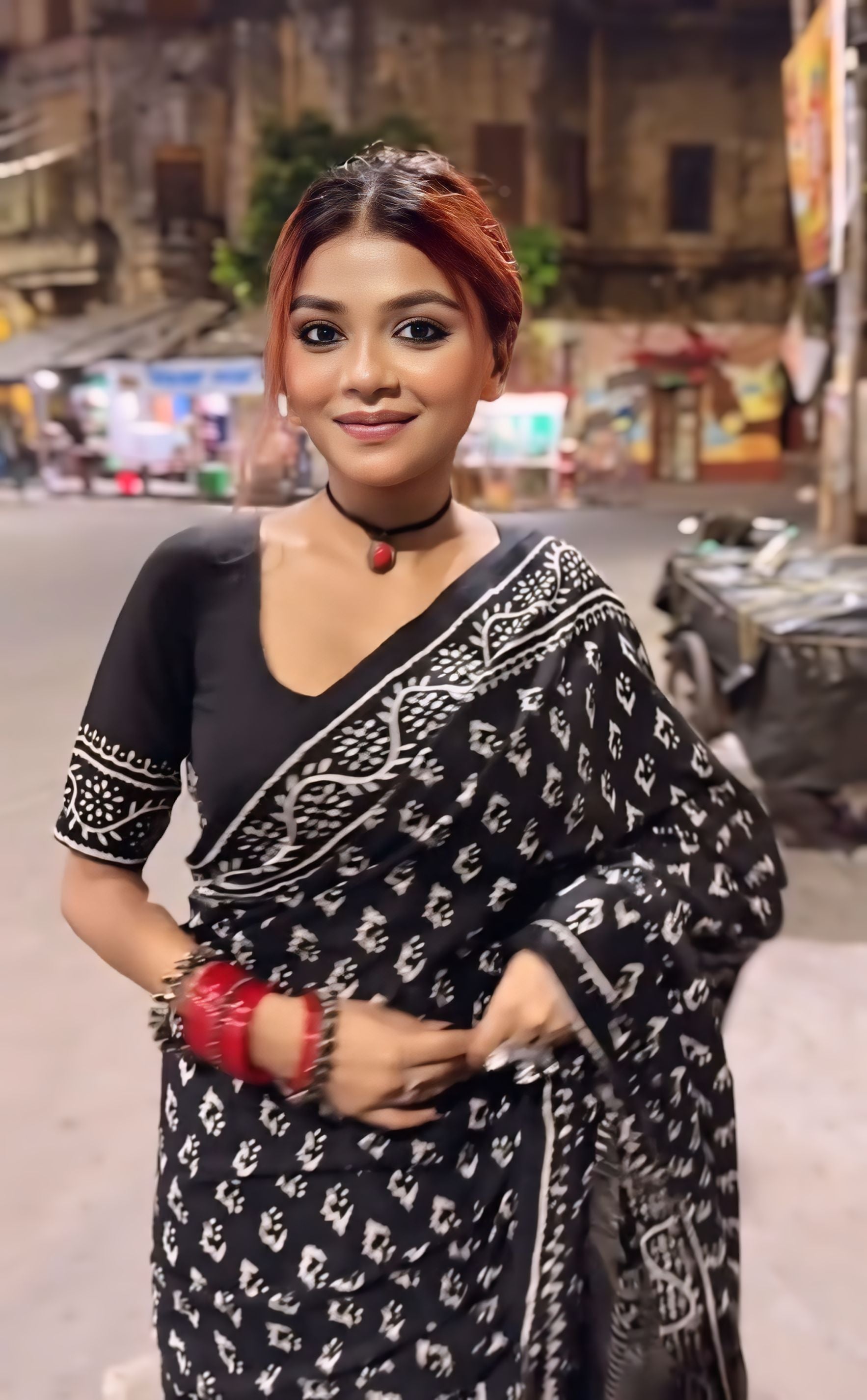 CLOVIRA Black Pure Soft Cotton Ready-to-Wear Saree