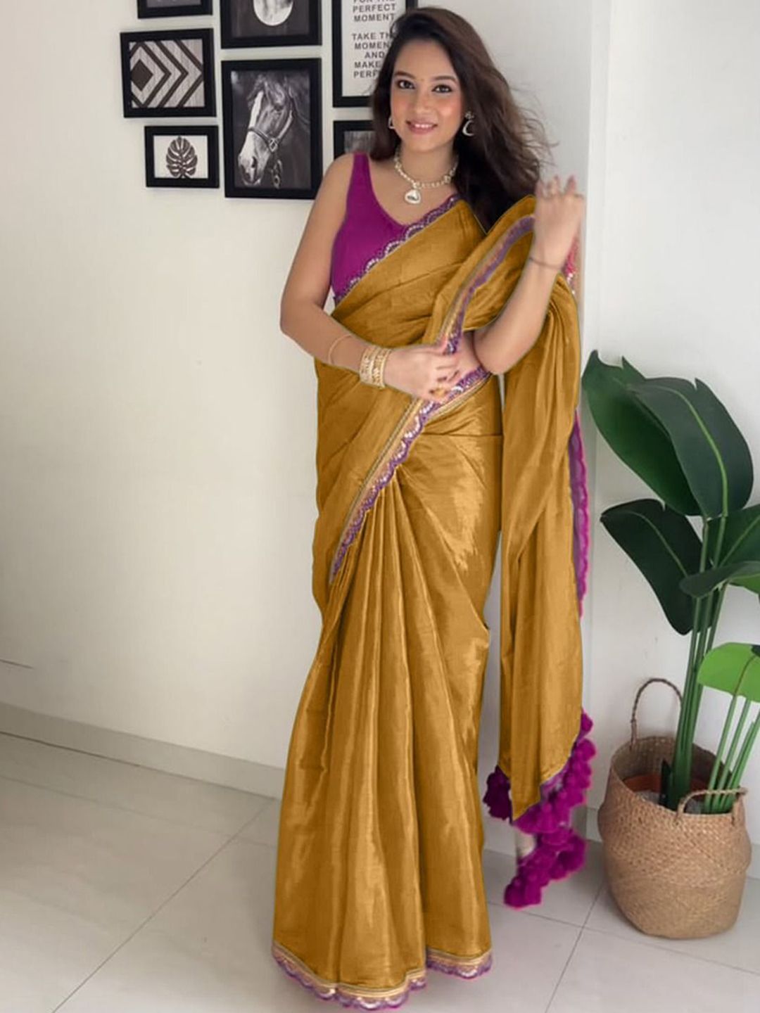 CLOVIRA Tissue Silk Saree