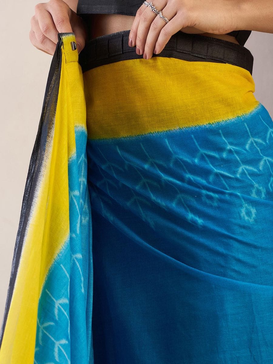 CLOVIRA Pure Soft Mul Cotton Silk Ready-to-Wear Saree with Pocket