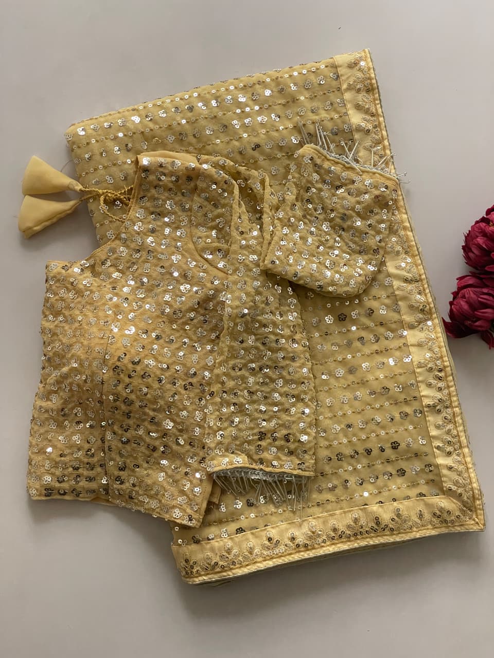 Heavy Faux Georgette Saree with 5MM Sequins & Multy Embroidery Work