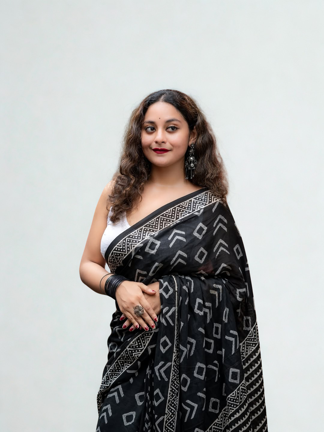 CLOVIRA Pure Soft Mul Cotton Silk Ready-to-Wear Saree with Pocket