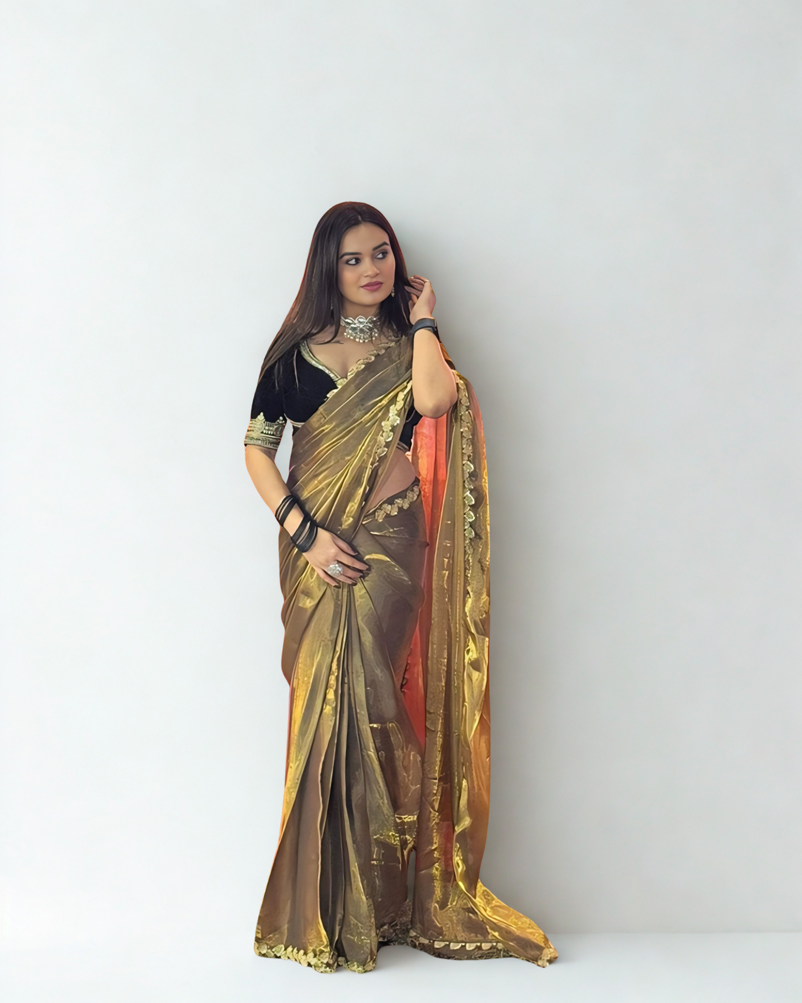 CLOVIRA Two Tone Fancy Silk Saree