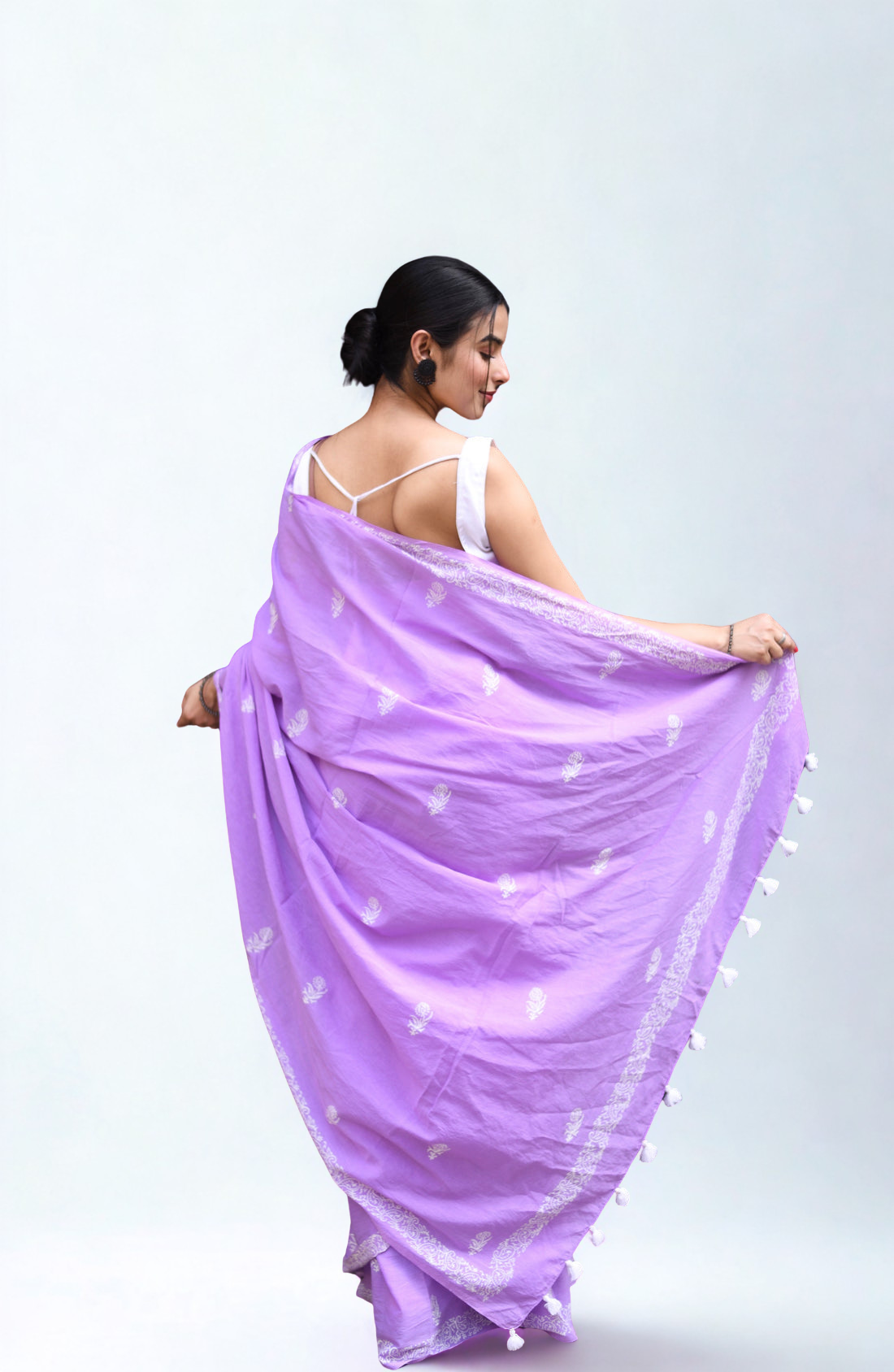 CLOVIRA Pure Soft Mul Cotton Silk Ready-to-Wear Saree with Pocket