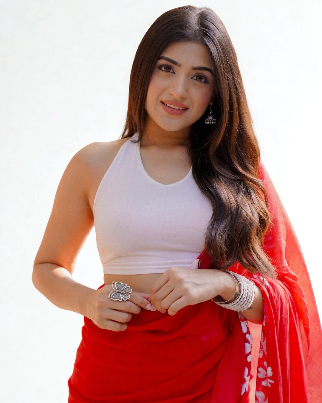 CLOVIRA Pure Soft Mul Cotton Silk Ready-to-Wear Saree with Pocket