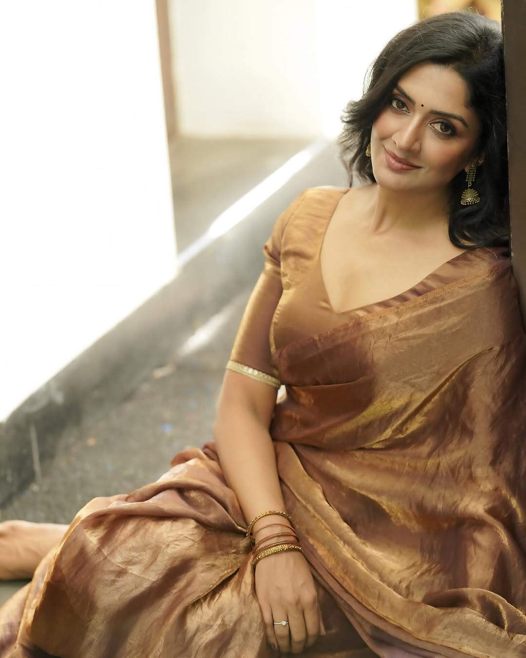 CLOVIRA Brown Fancy Silk Saree