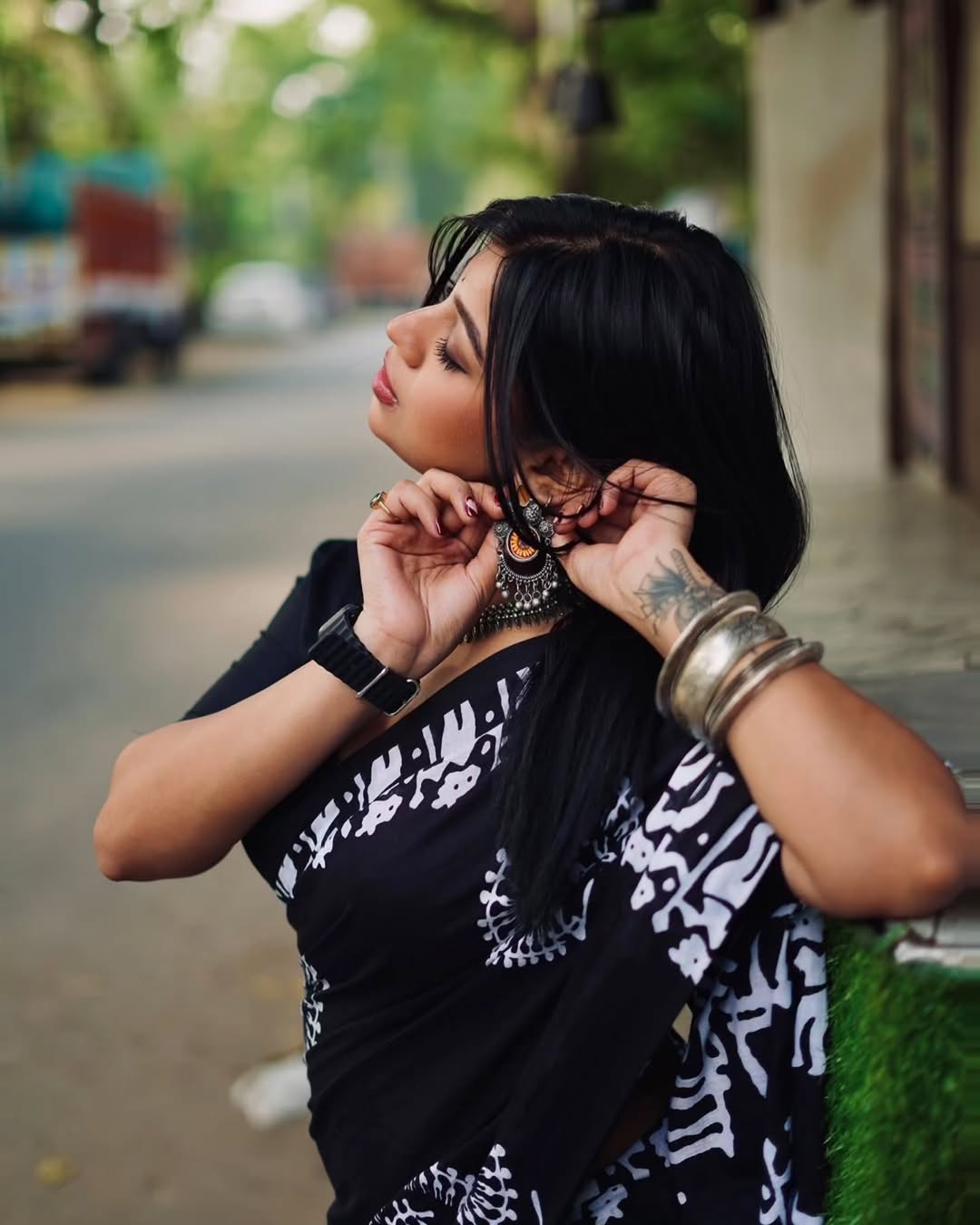 CLOVIRA Black Pure Soft Cotton Ready-to-Wear Saree