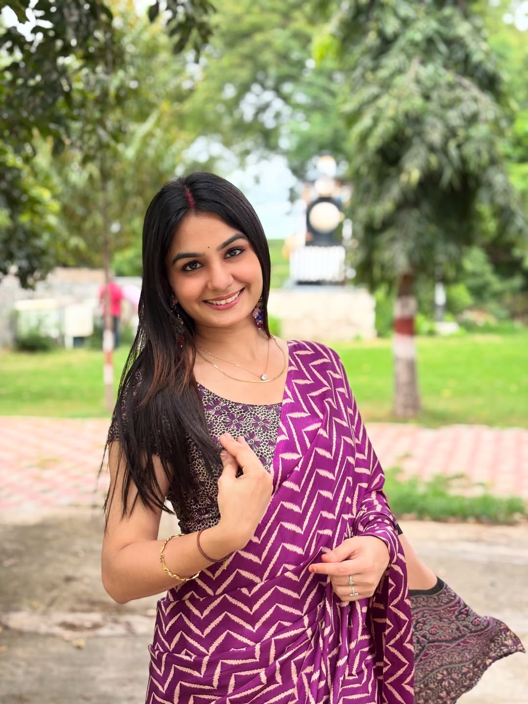 CLOVIRA Purple Pure Soft Crepe Silk Ready-to-Wear Saree