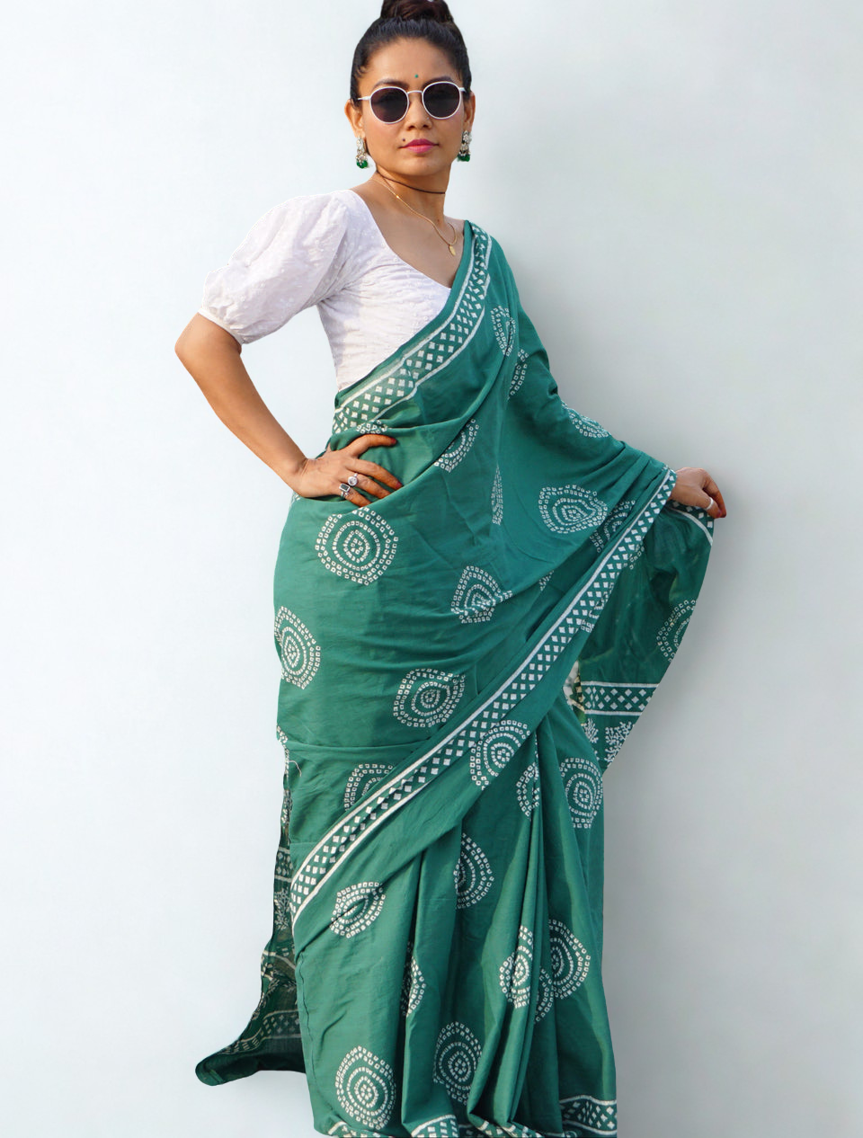 CLOVIRA Pure Soft Mul Cotton Silk Ready-to-Wear Saree with Pocket