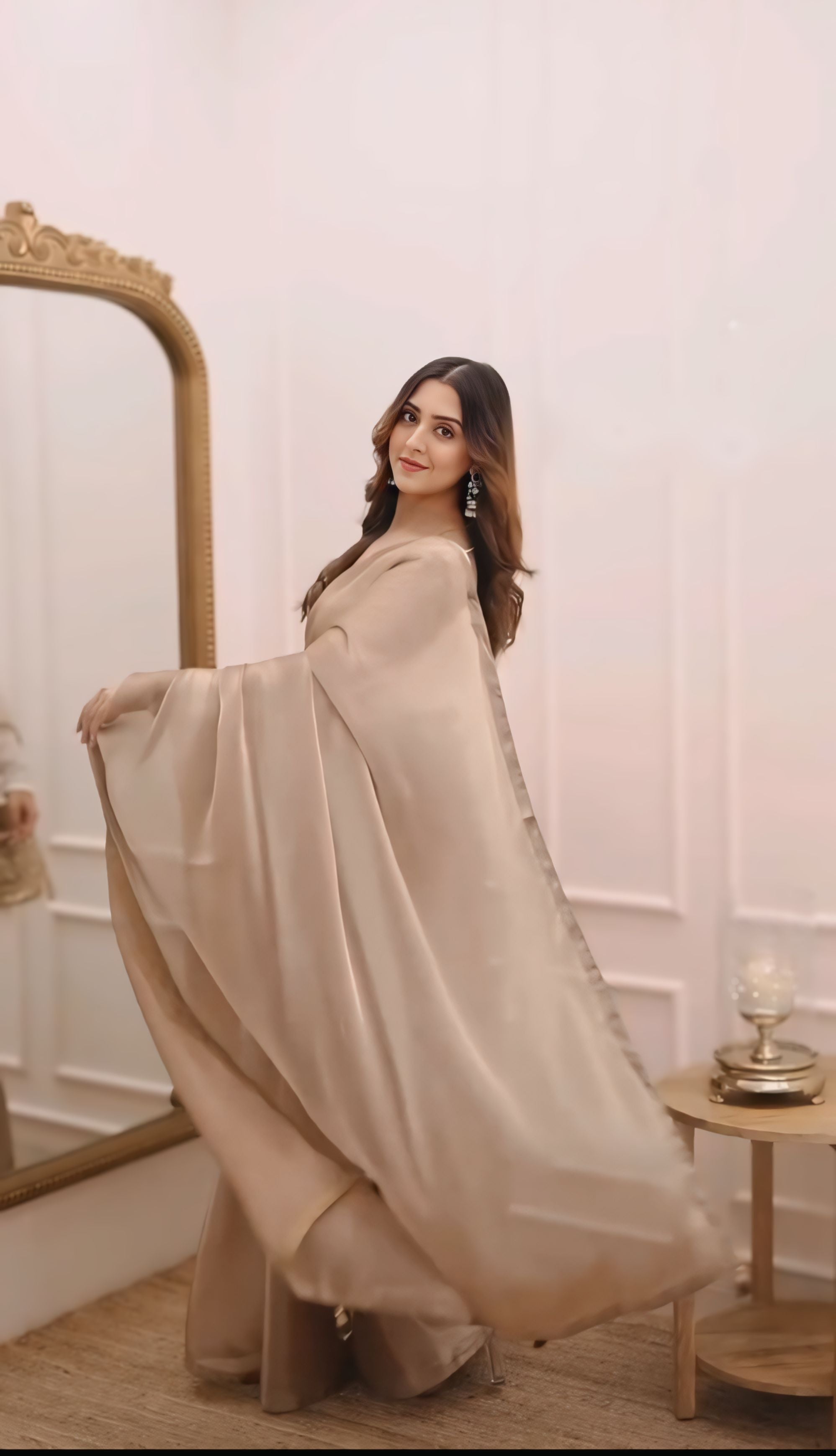 CLOVIRA Golden Bronze Fancy Silk Saree