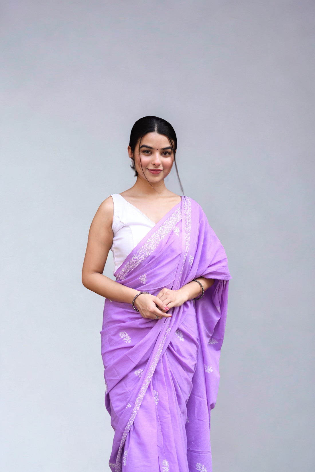 CLOVIRA Pure Soft Mul Cotton Silk Ready-to-Wear Saree with Pocket