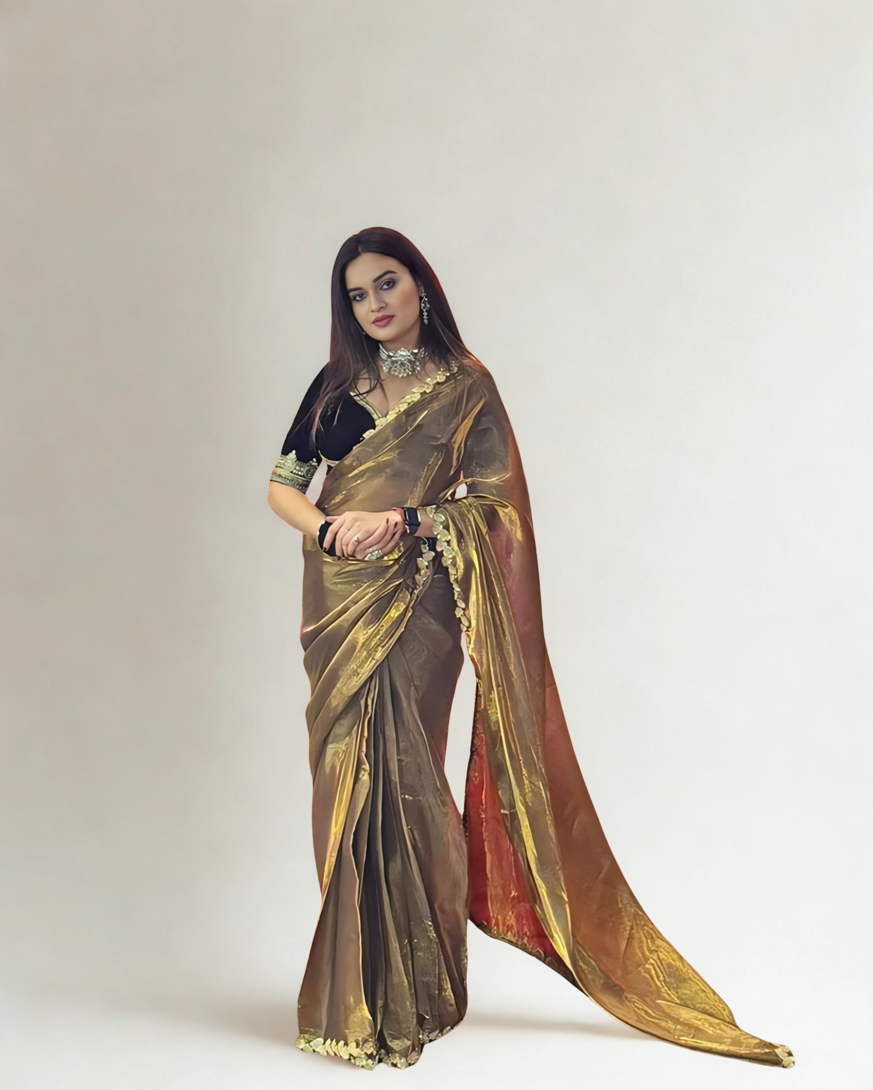 CLOVIRA Two Tone Fancy Silk Saree