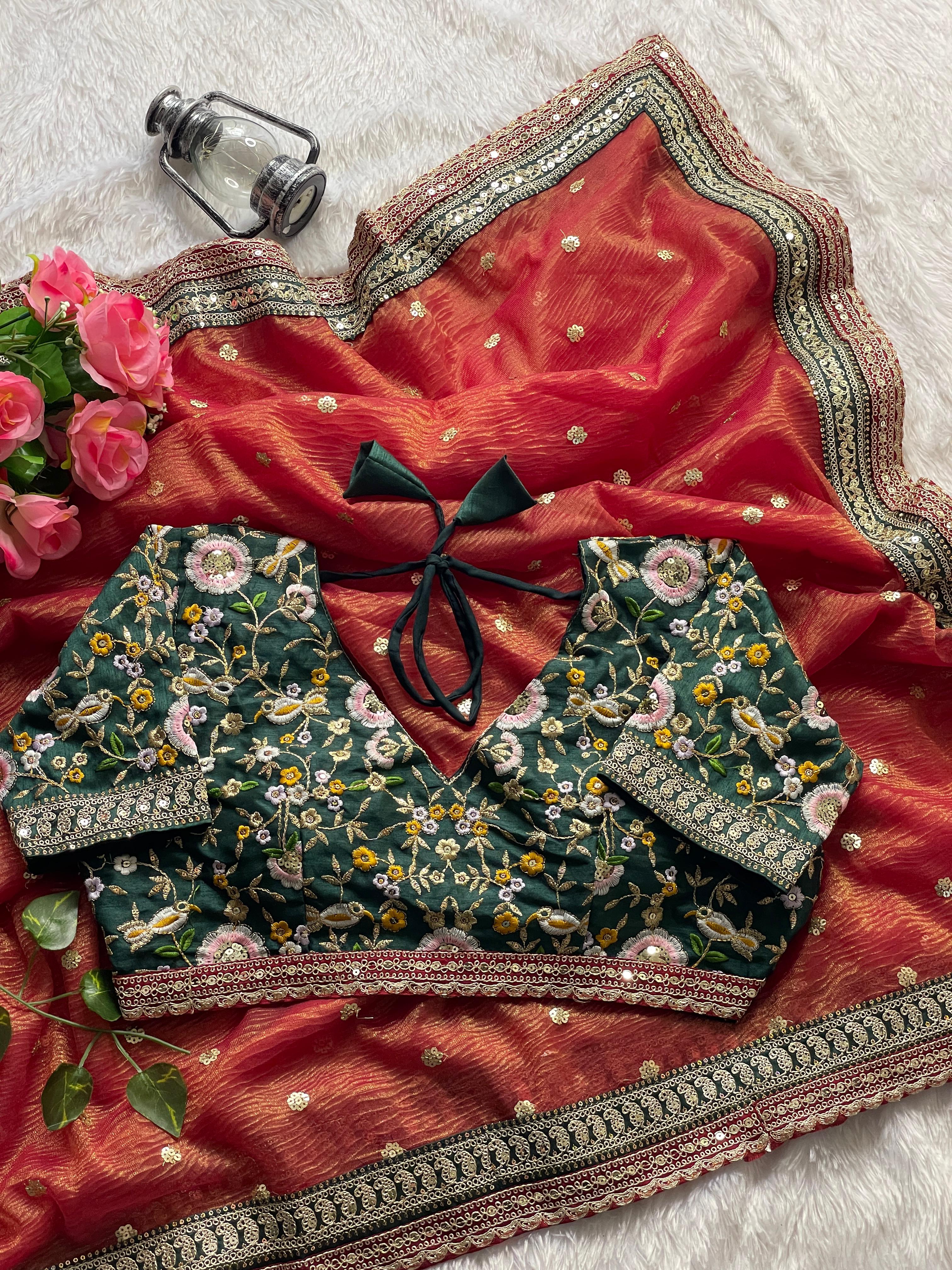 CLOVIRA Maroon Soft Crush Saree