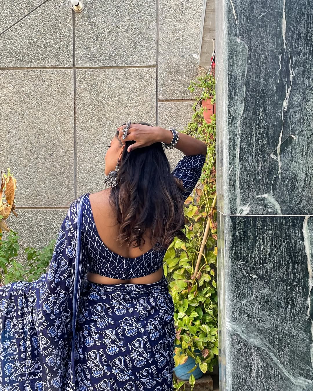 CLOVIRA Blue Pure Soft Cotton Ready-to-Wear Saree