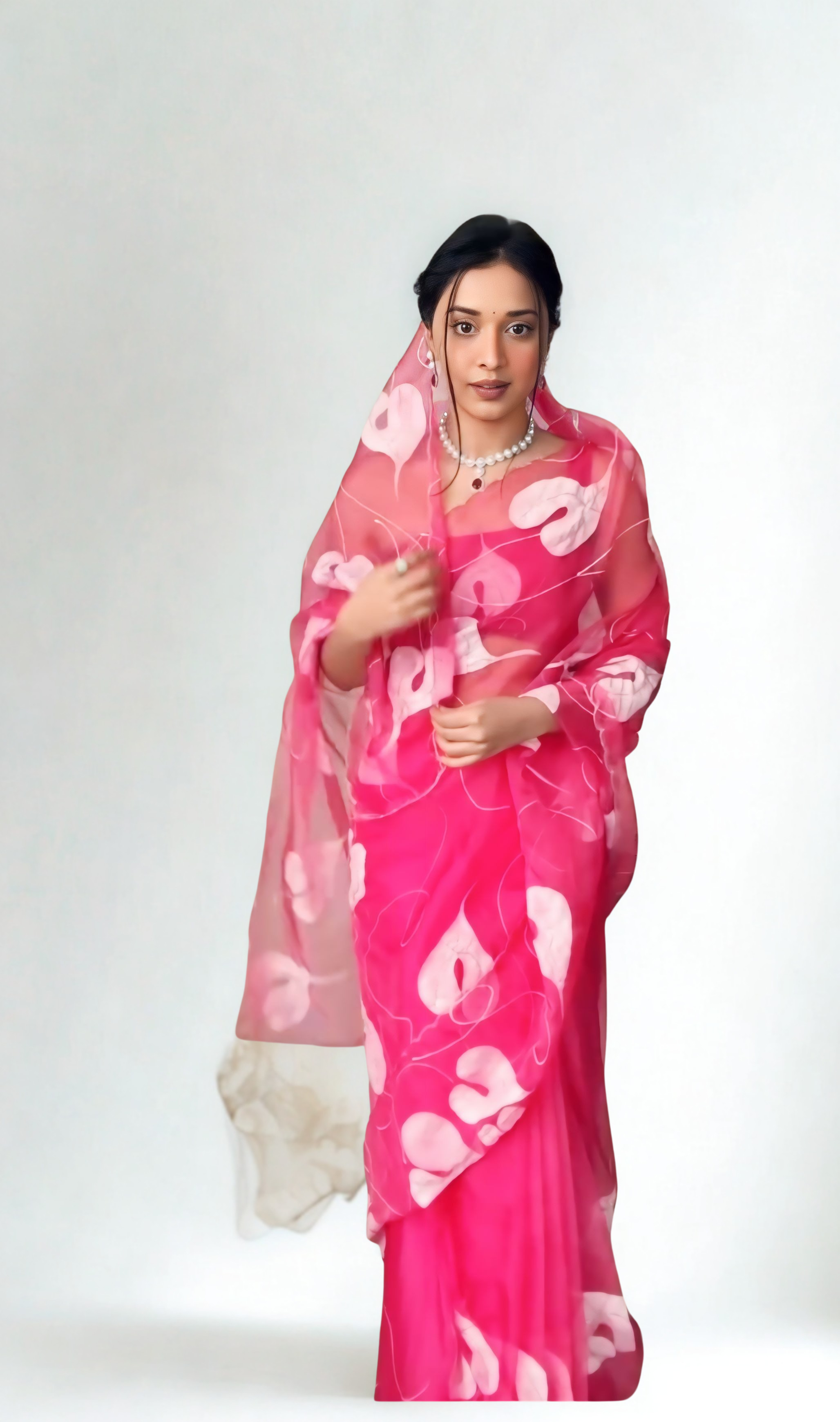 CLOVIRA Rani Pure Organza Ready-to-Wear Saree