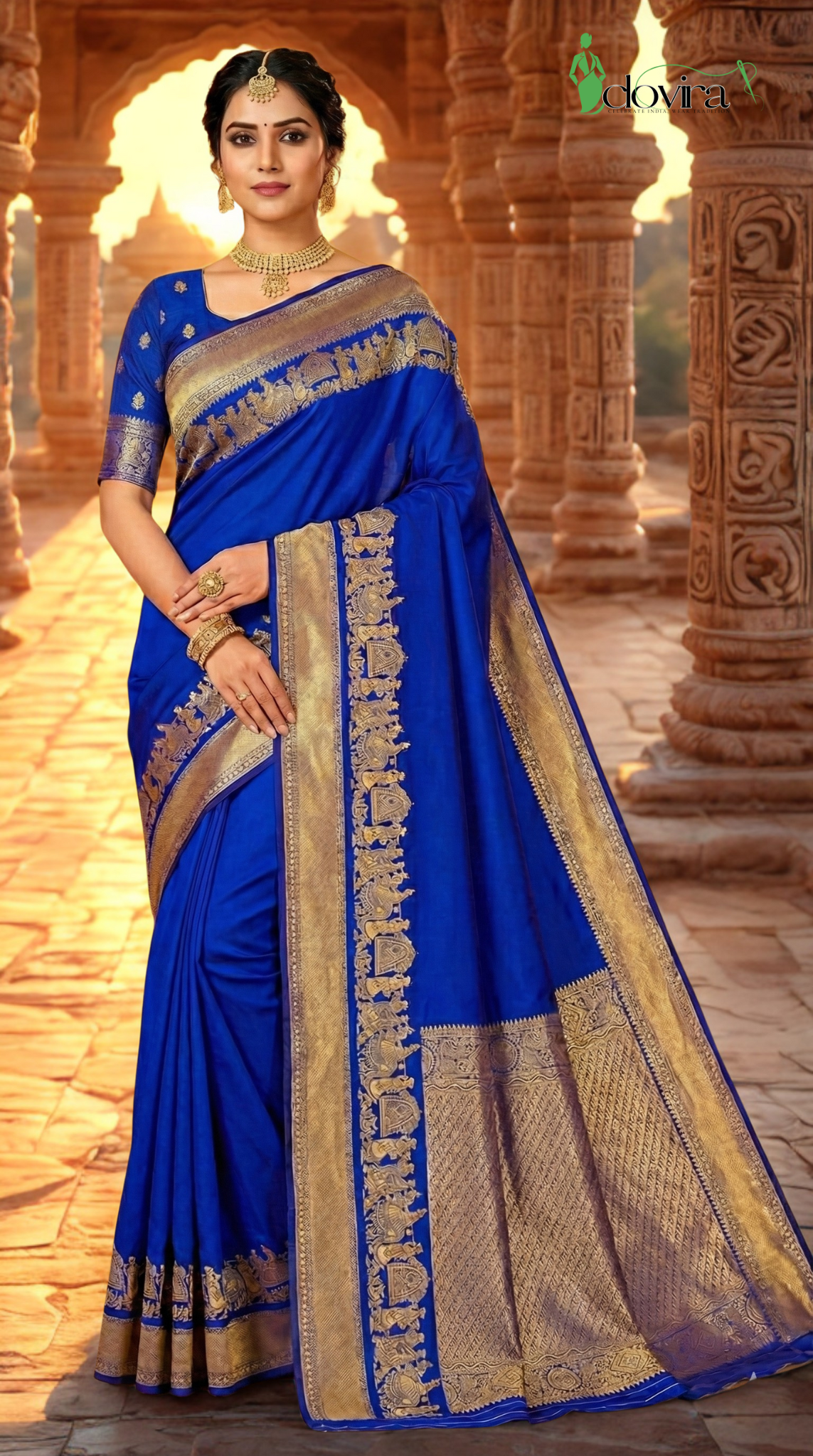 Raja Rani New Design Soft Kanchipuram Silk Saree | Golden Zari Jacquard Work | Unstitched Blouse