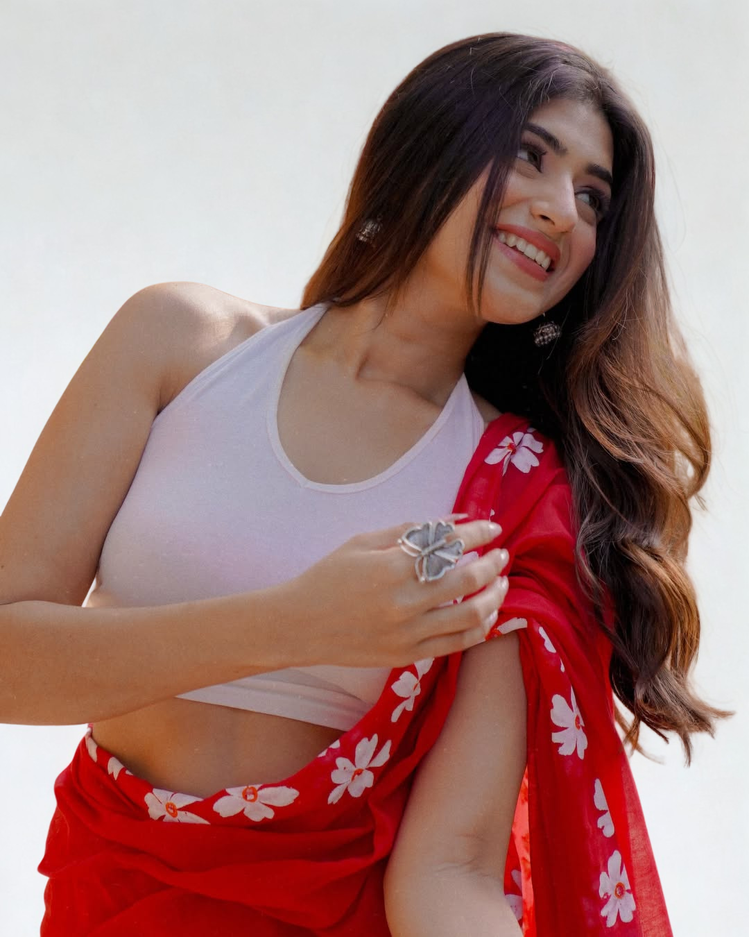 CLOVIRA Pure Soft Mul Cotton Silk Ready-to-Wear Saree with Pocket