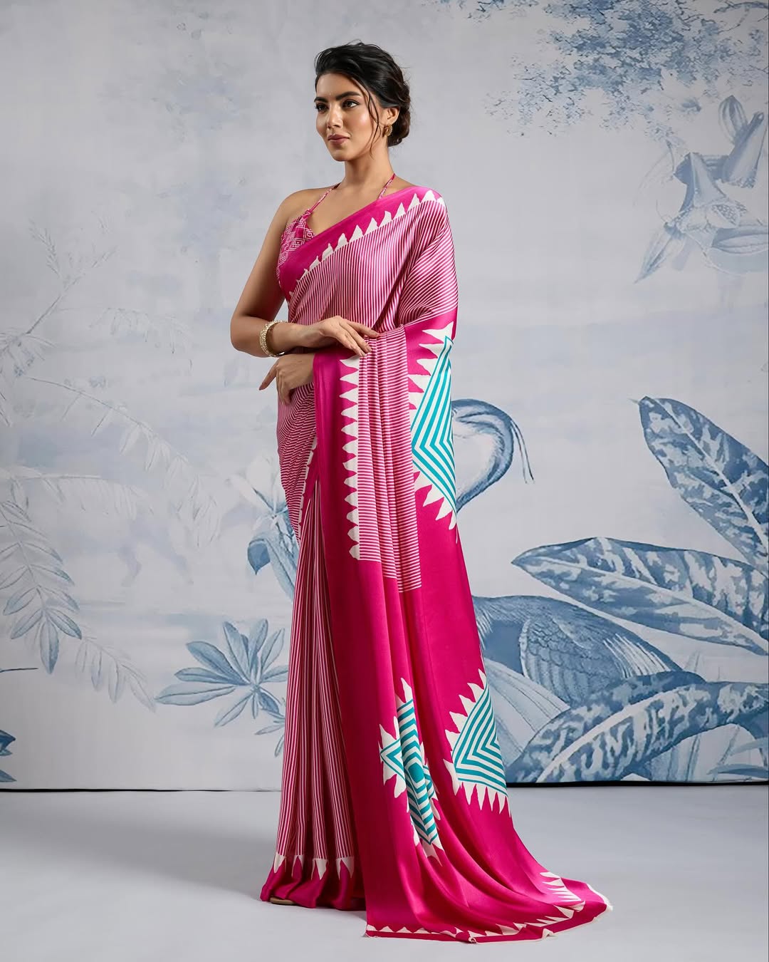 CLOVIRA Pure Soft Crepe Silk Ready-to-Wear Saree
