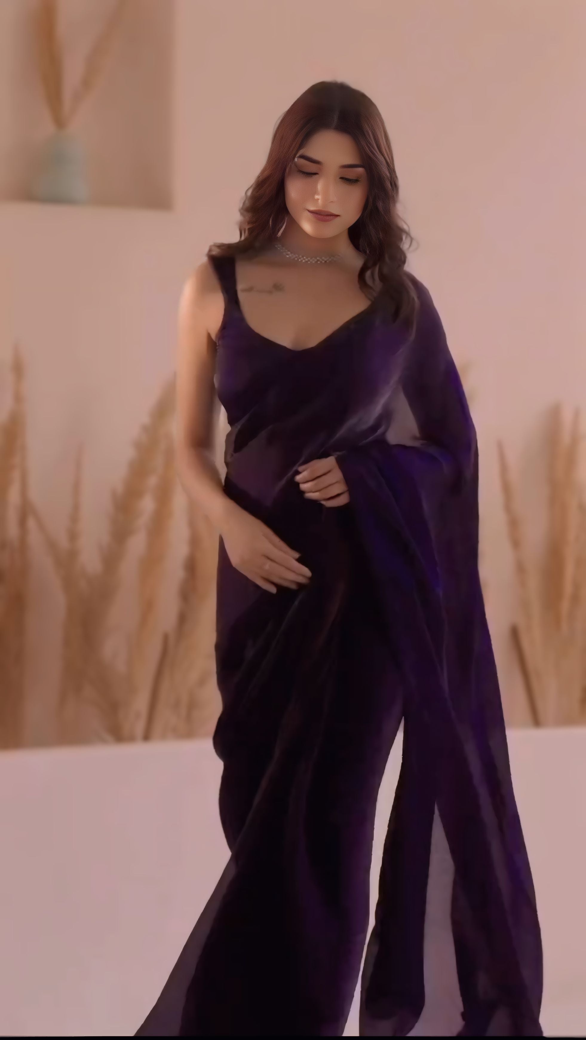 CLOVIRA Purple Fancy Silk Saree