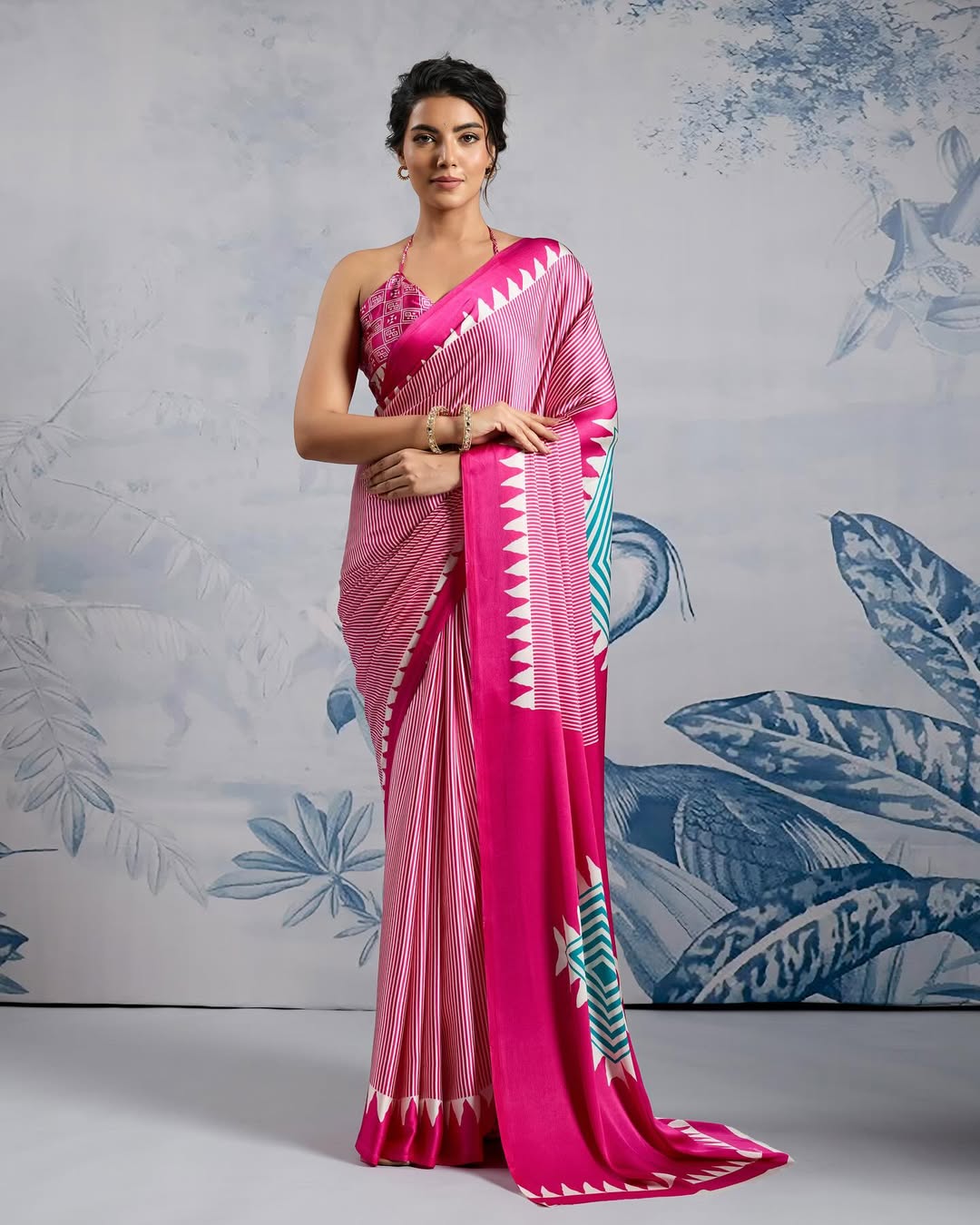 CLOVIRA Pure Soft Crepe Silk Ready-to-Wear Saree
